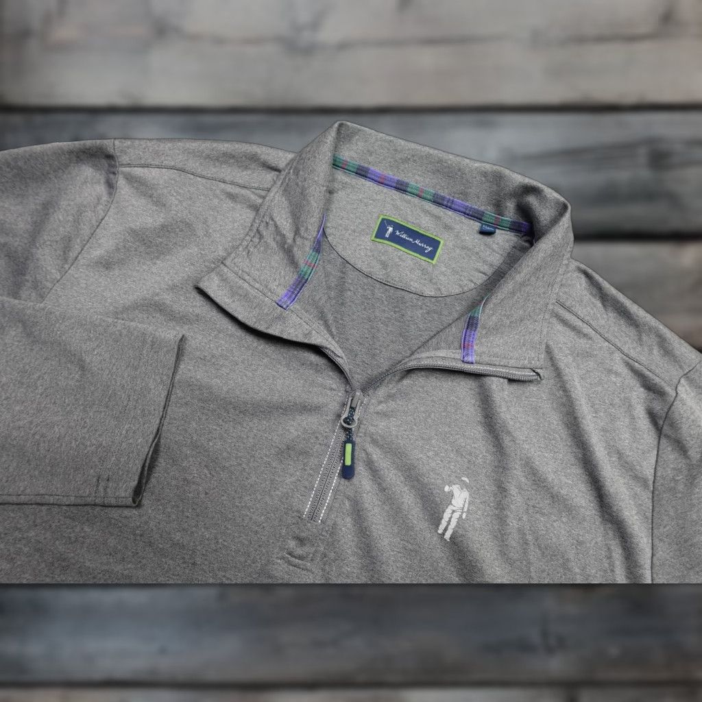 Vintage William Murray Quarter Zip Pullover Mens XL Gray Golf Stretch Mock Neck Top Size US XL / EU 56 / 4 - 1 Thumbnail