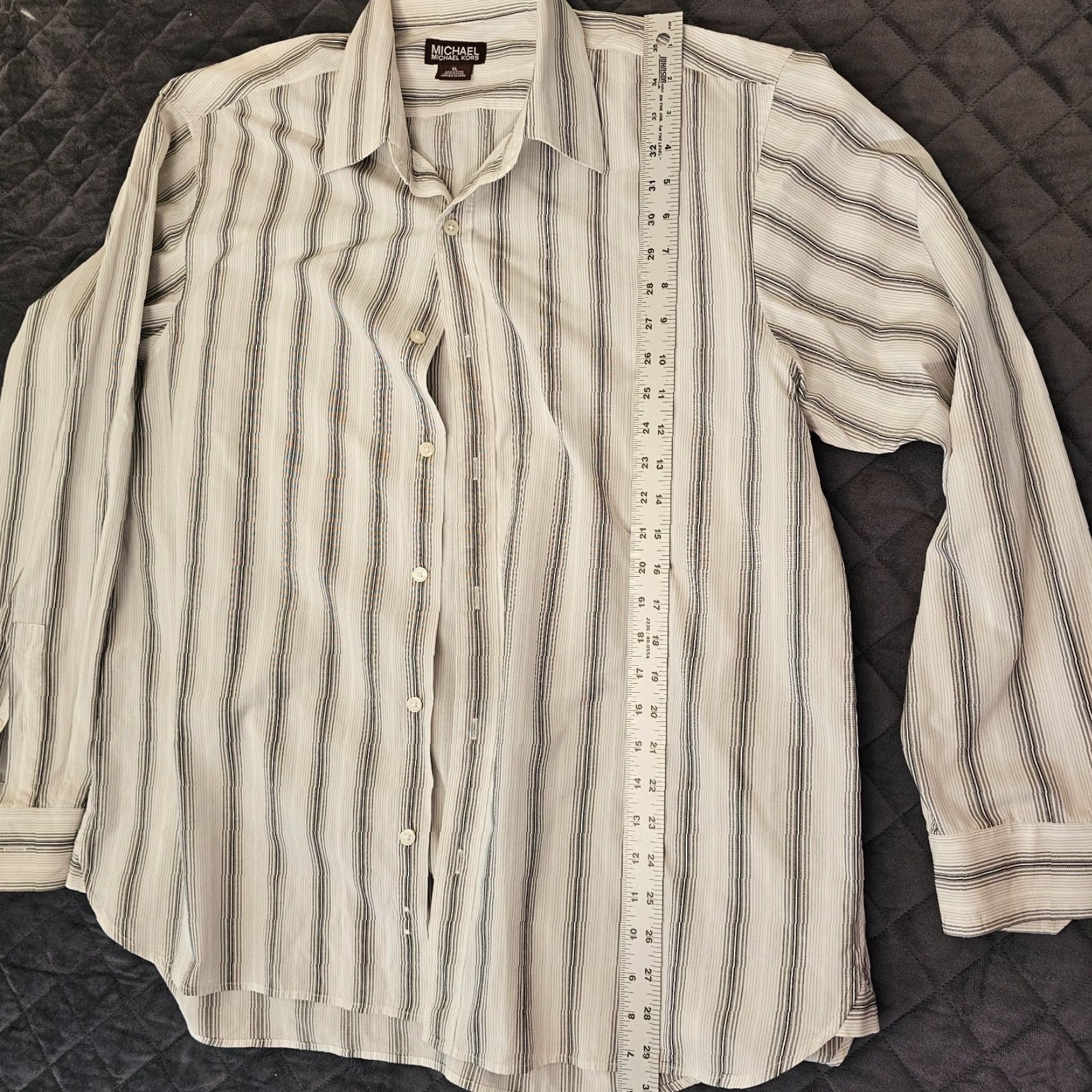 Michael Kors Michael Kors Dress Shirt Men’s XL White Stripe Long Sleeve Button-Down Collared Classic Button Up Shirt Size 46R - 4 Thumbnail