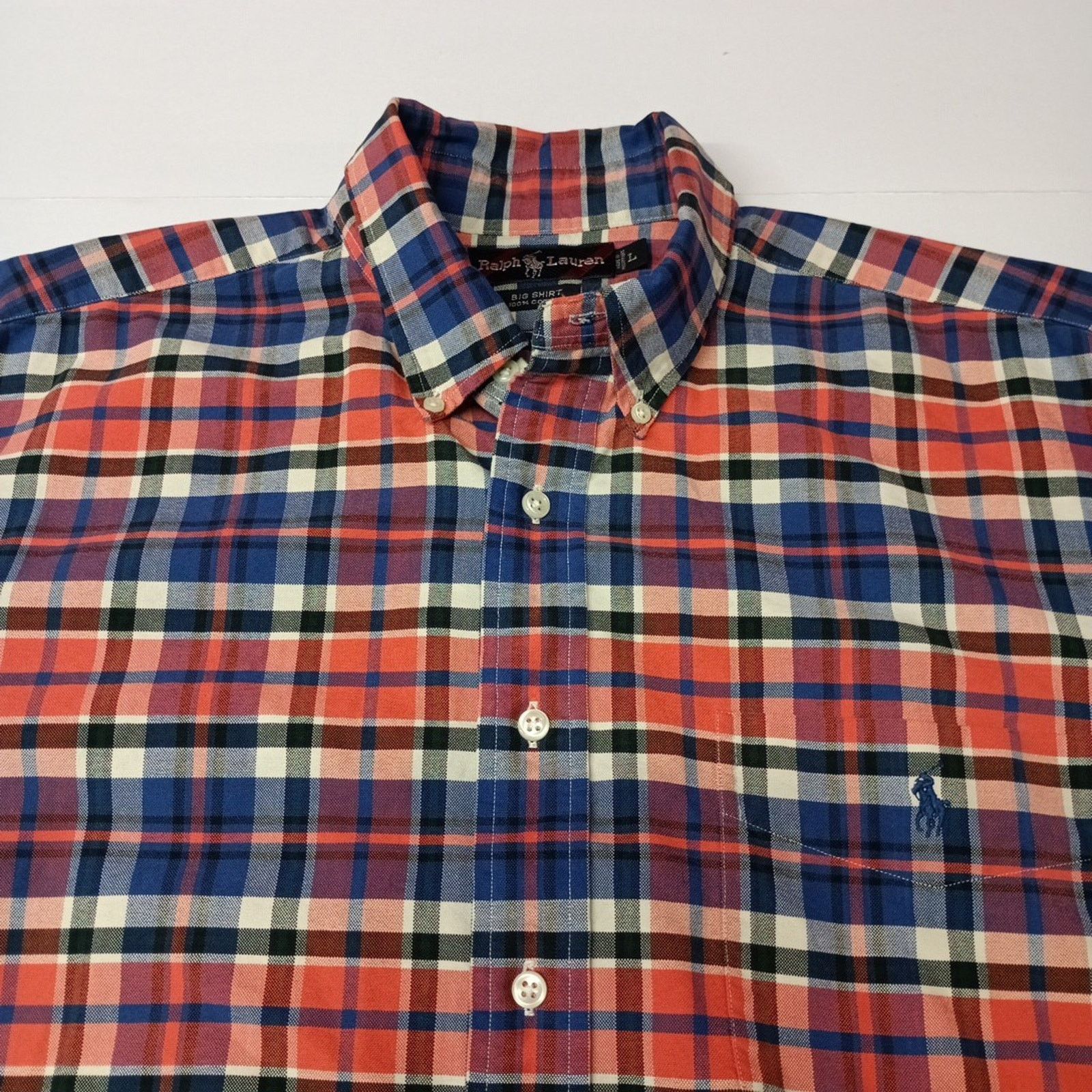 Ralph Lauren Ralph Lauren Men's Big Shirt Size L Blue Orange Plaid Cotton Size US L / EU 52-54 / 3 - 3 Thumbnail
