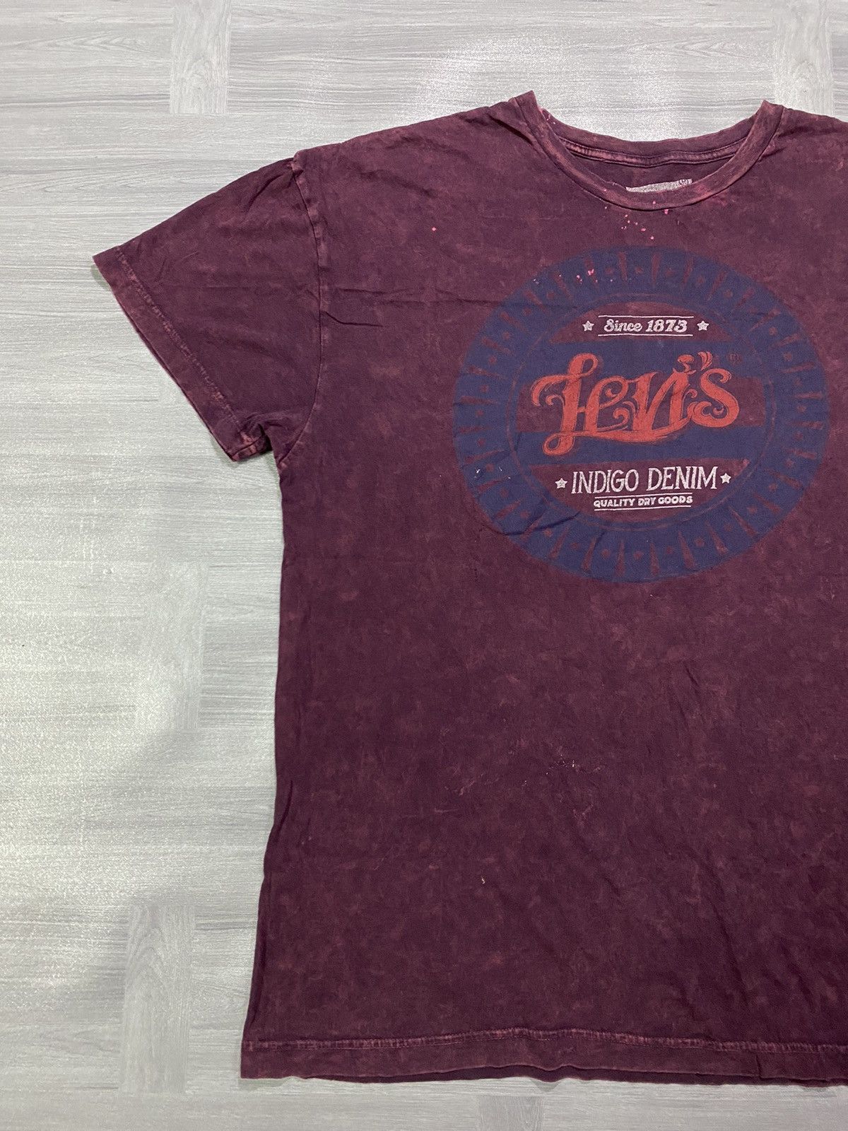 Levi's Levi’s Indigo Denim Distressed Short Sleeve Purple T-Shirt Size US XL / EU 56 / 4 - 6 Thumbnail