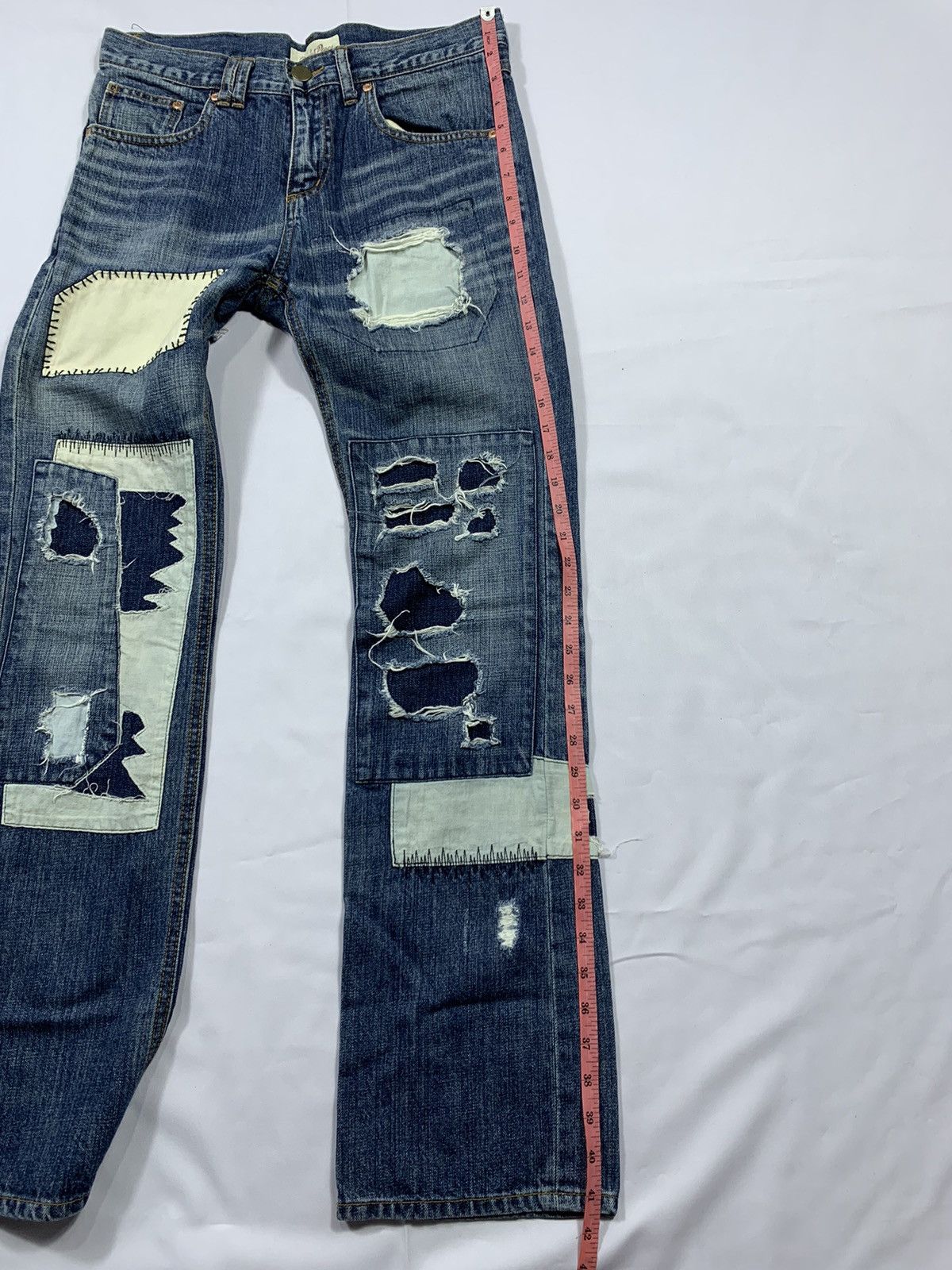 20471120 Sick Japan Distressed Patch Denim jeans Kurt Cobain Style Size US 29 - 11 Thumbnail