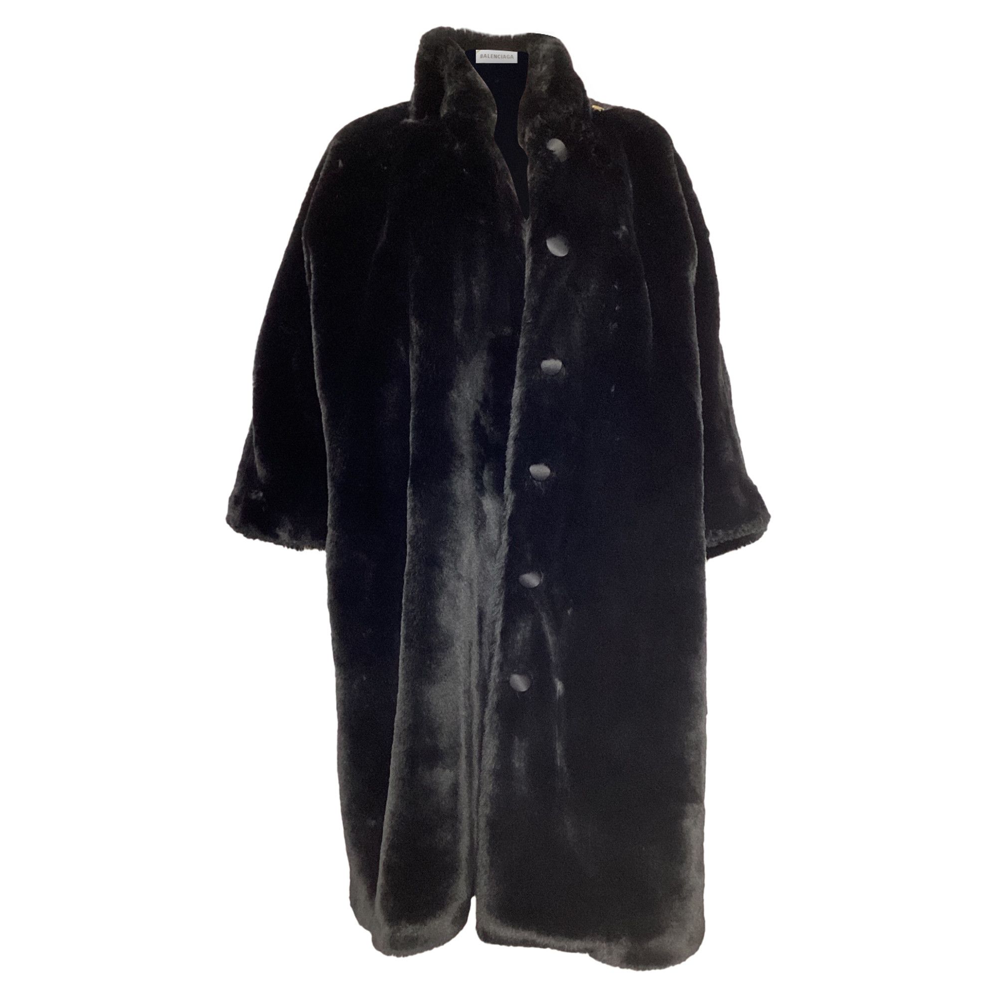 Balenciaga Balenciaga Faux Fur Coat in Black Polyester Size XS / US 0-2 / IT 36-38 - 1 Thumbnail