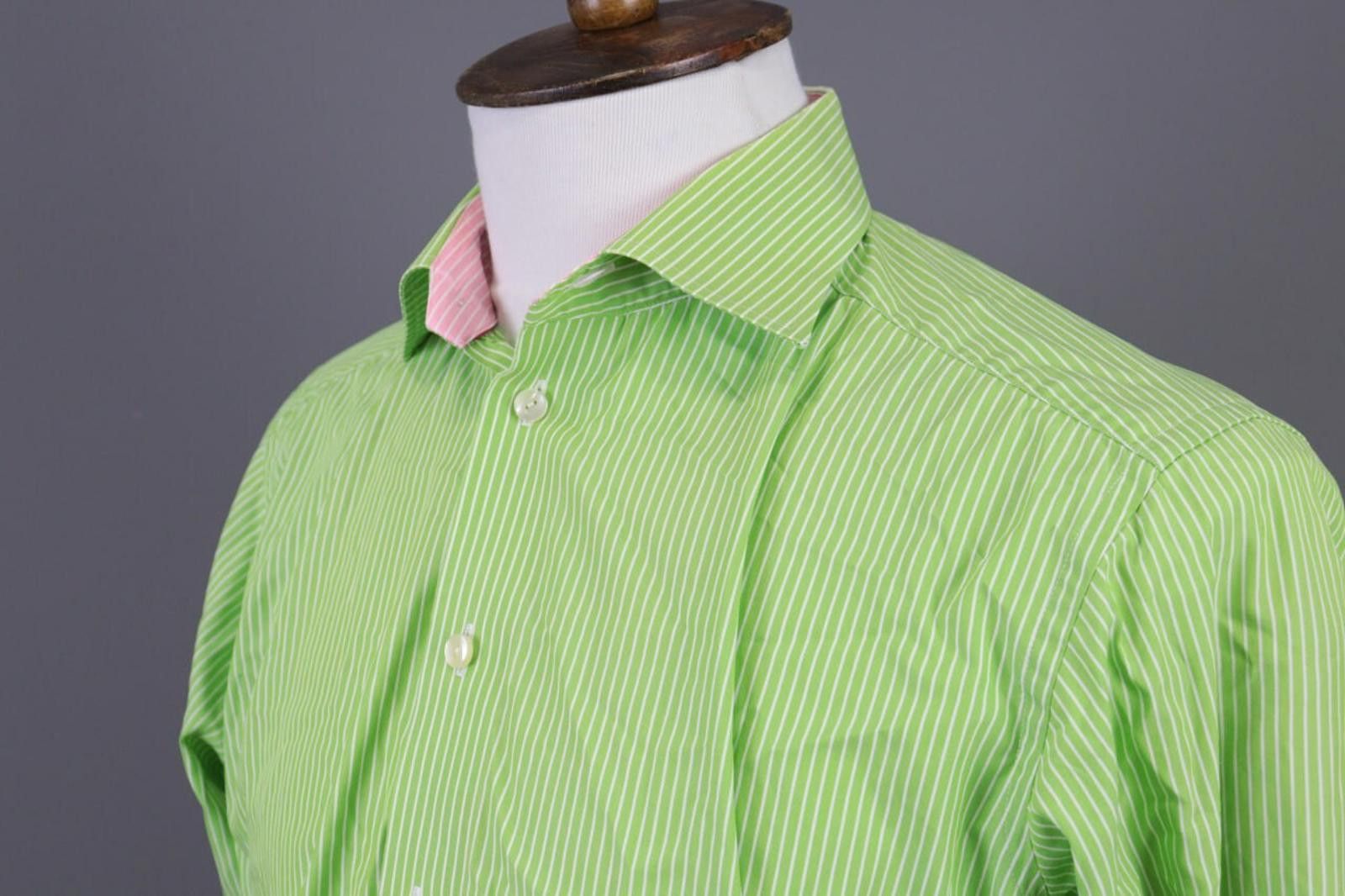 Eton Eton Contemporary Green Striped Luxury Shirt Size 41 /16 Size US M / EU 48-50 / 2 - 8 Thumbnail