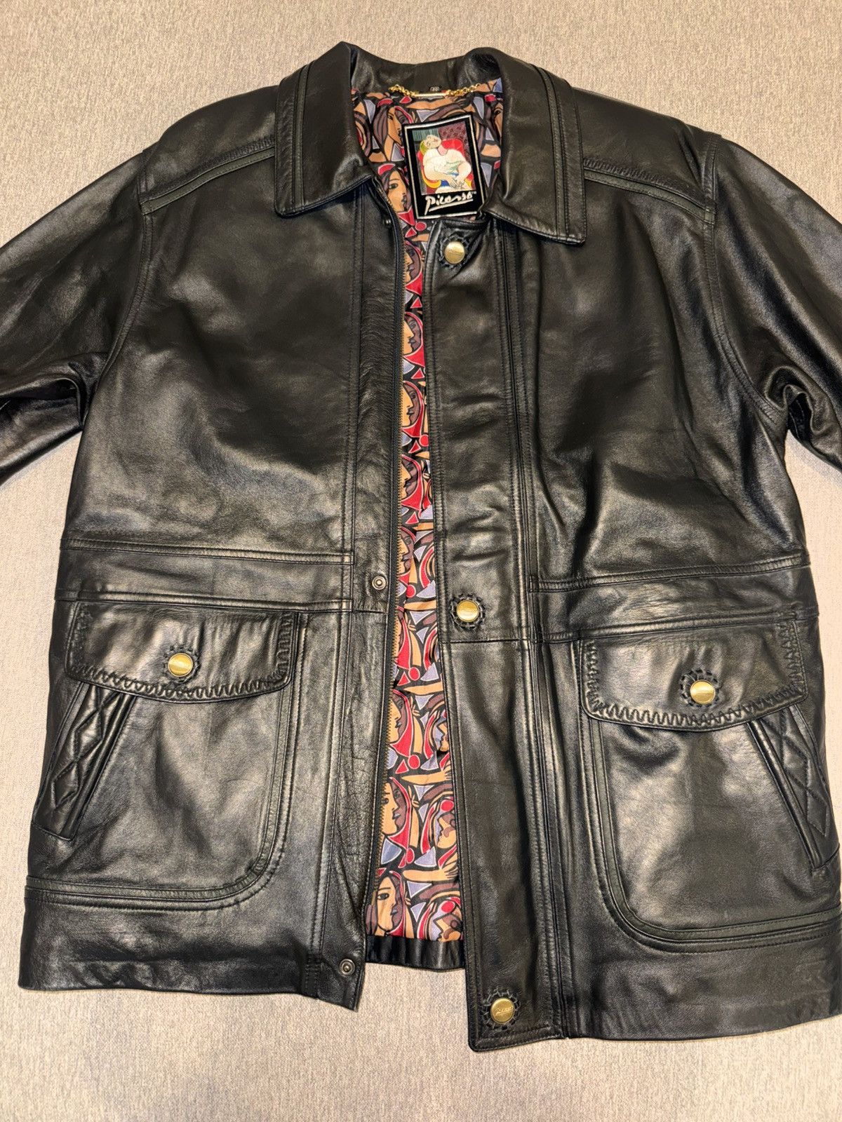 Other RARE 90s Picasso Muses Sheepskin Leather Bomber wearable art Size US M / EU 48-50 / 2 - 1 Thumbnail