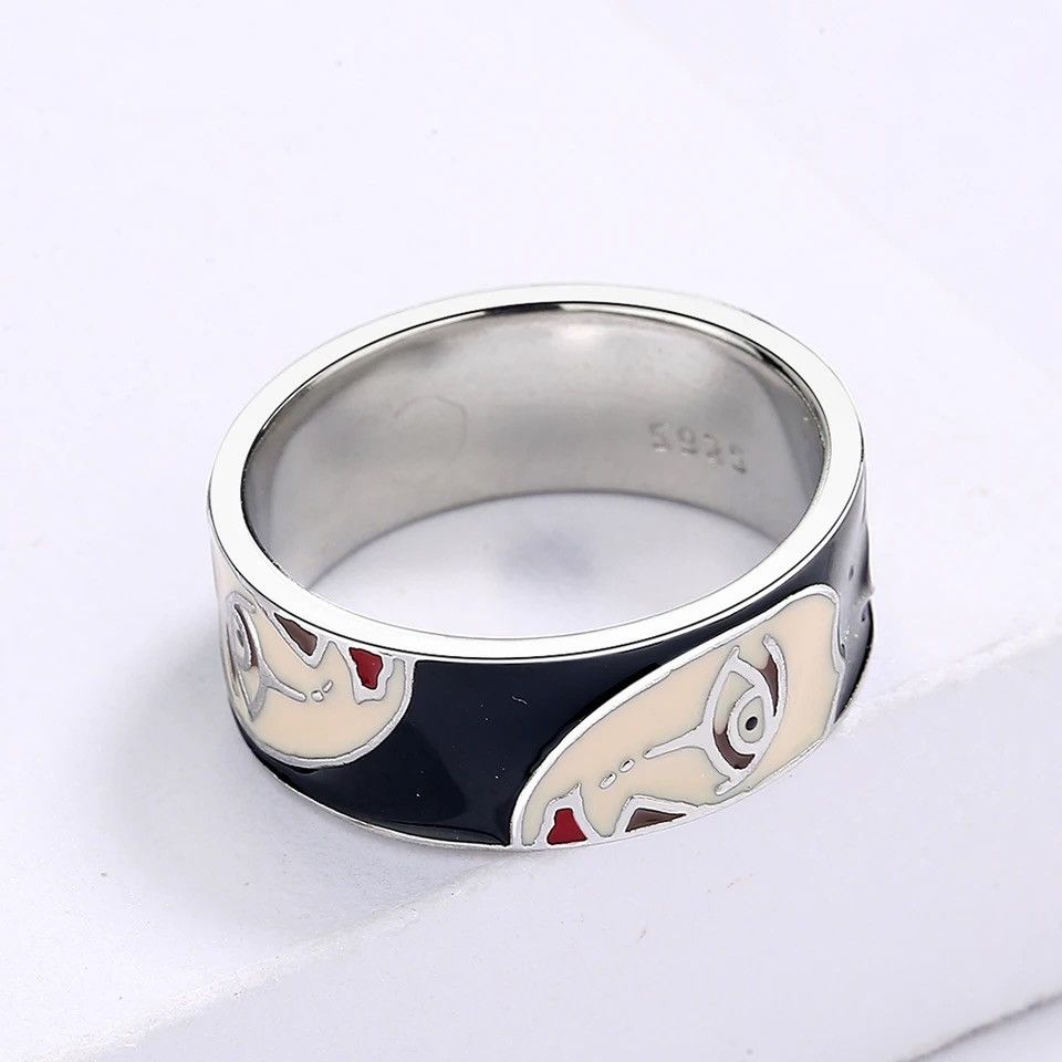 Japanese Brand × Jewelry × Vintage Creative Handmade Irregular Half Face Enamel Heart Ring Size ONE SIZE - 6 Thumbnail