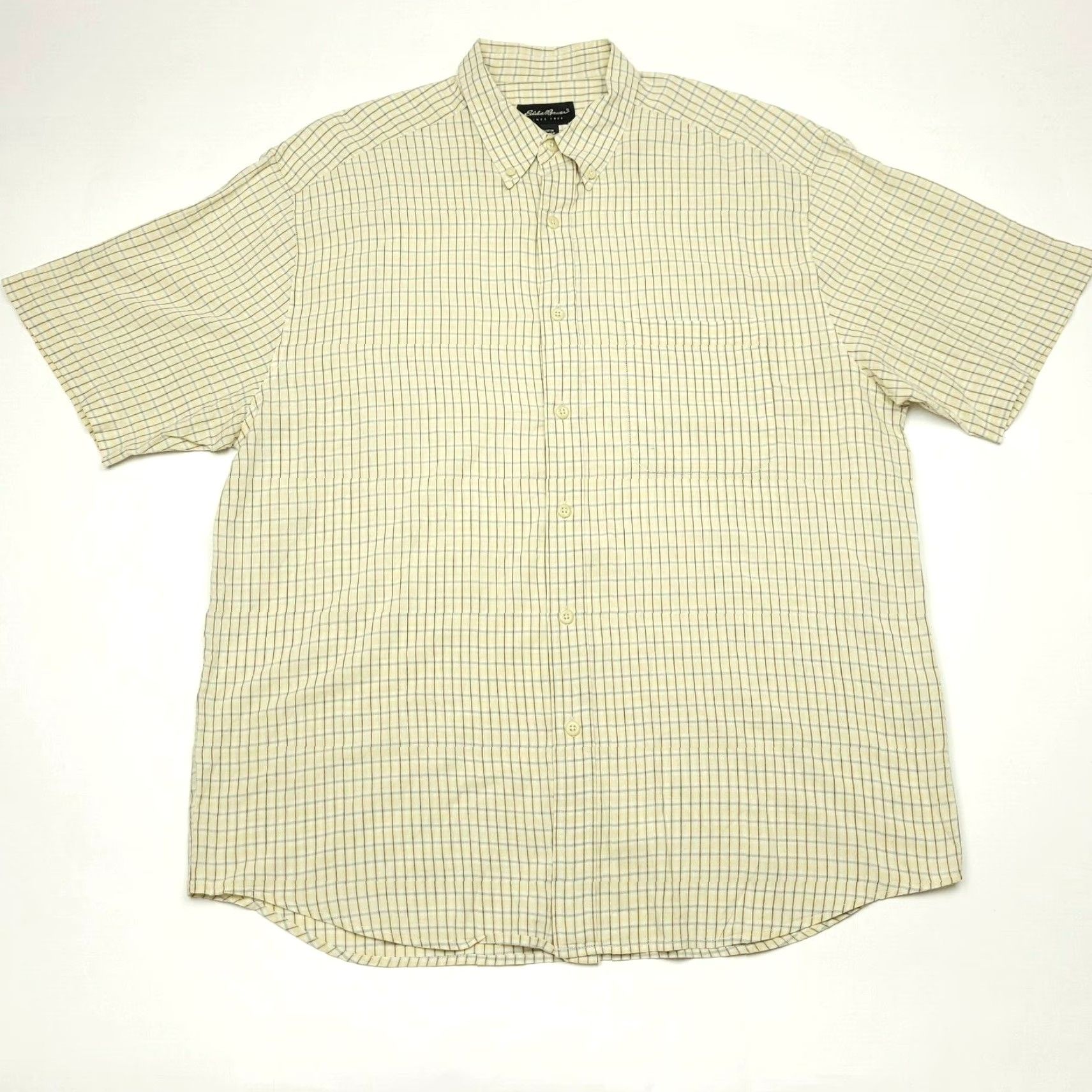 Eddie Bauer Eddie Bauer Button-Up Shirt Men’s Short Sleeve Yellow Check Casual Large Adult Regular Size Size US L / EU 52-54 / 3 - 2 Thumbnail