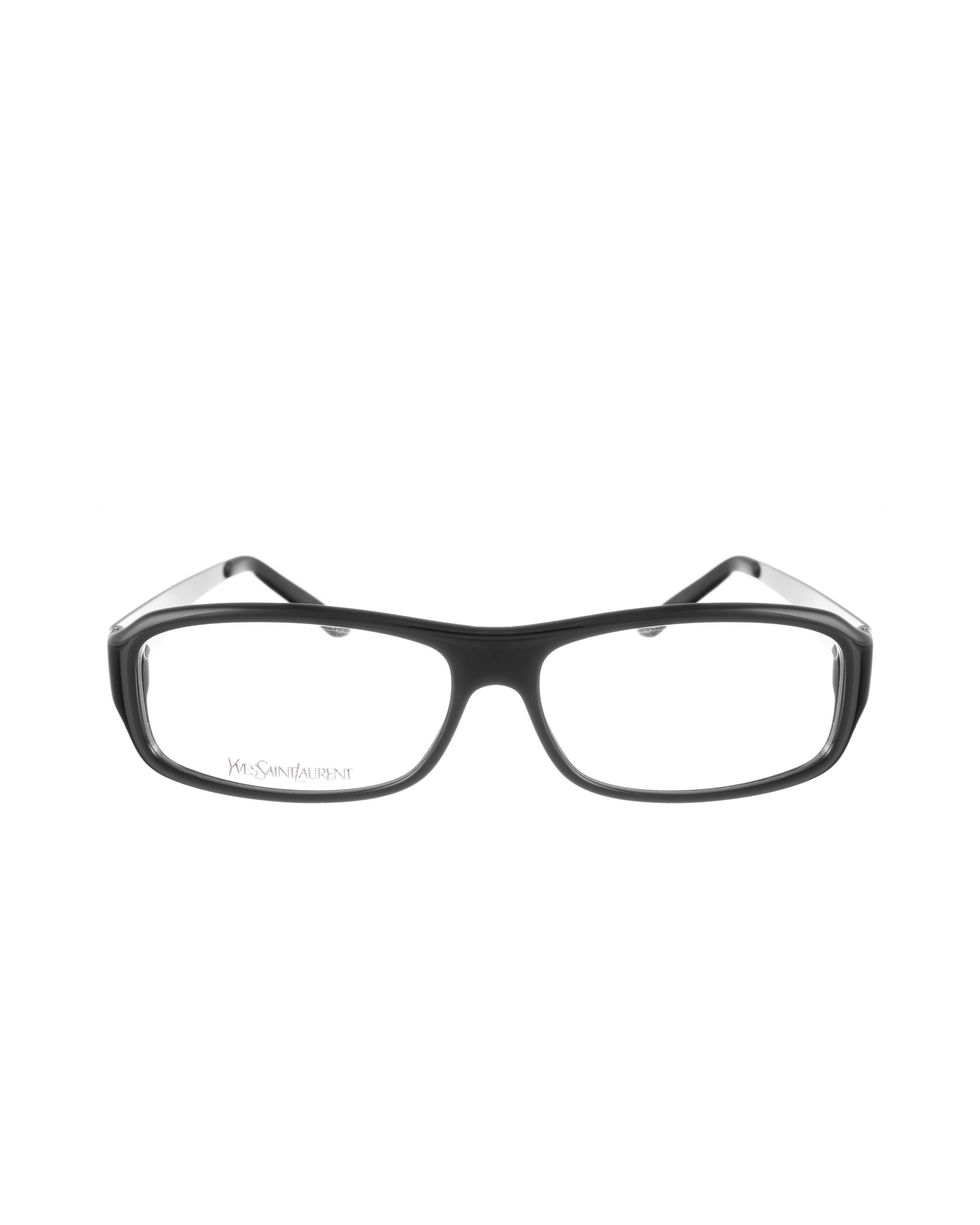 Yves Saint Laurent Yves Saint Laurent 00s Black and Silver Rectangular Glasses Size ONE SIZE - 3 Thumbnail