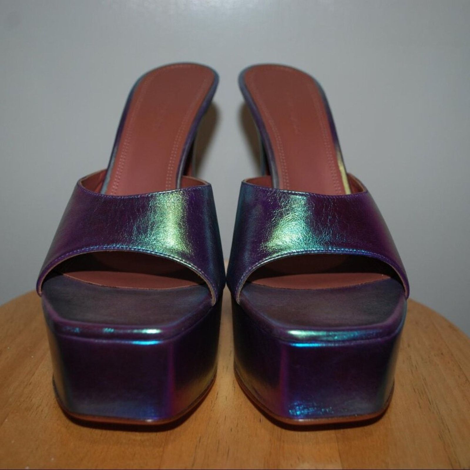 Amina Muaddi Amina Muaddi - Dalida metallic leather platform mules Size US 9.5 / IT 39.5 - 4 Thumbnail