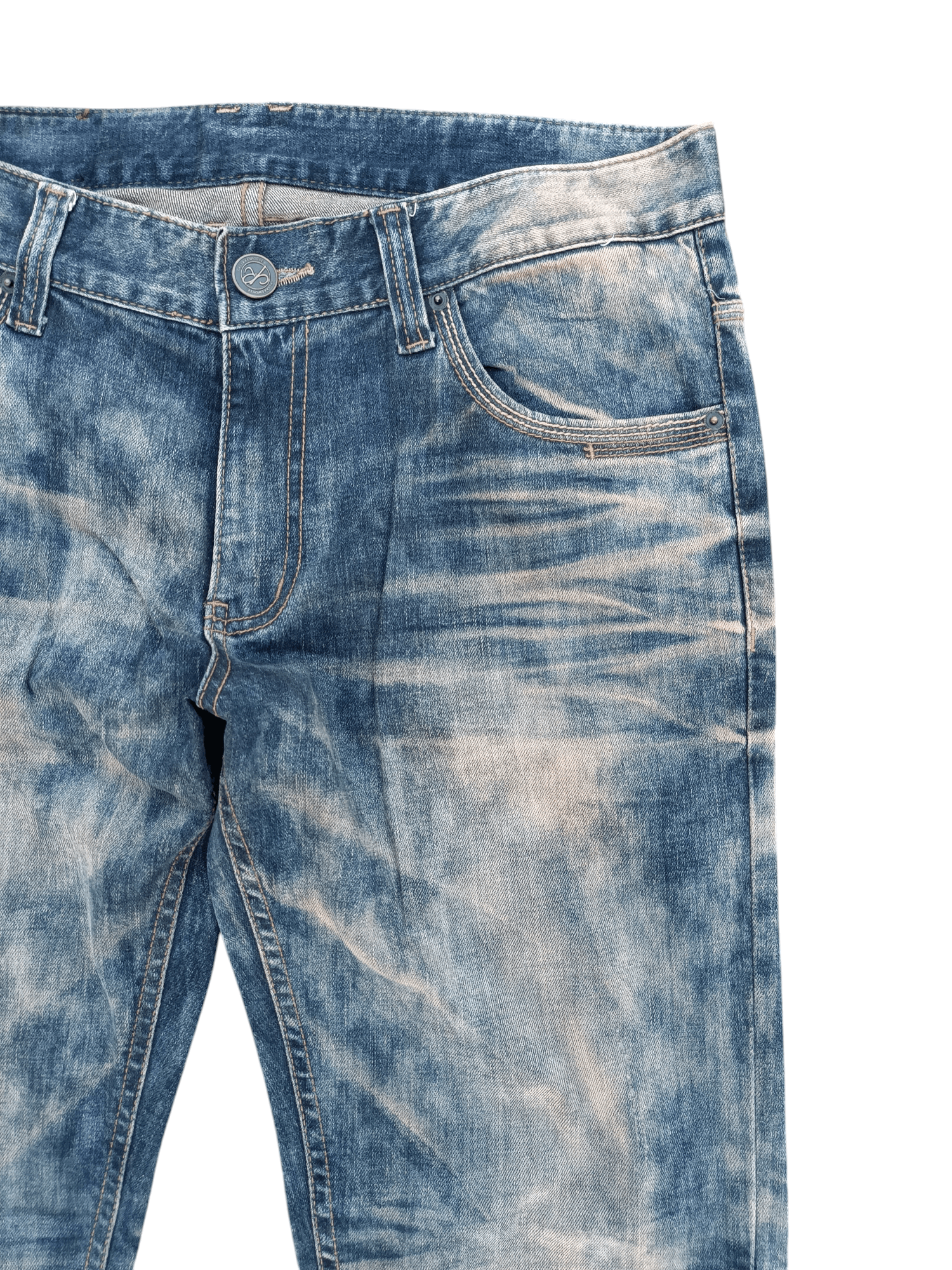 Other RARE 💥 FLARED JAPANESE BRAND TIE-DYE WHISKERS FADED DENIM Size US 33 - 13 Thumbnail
