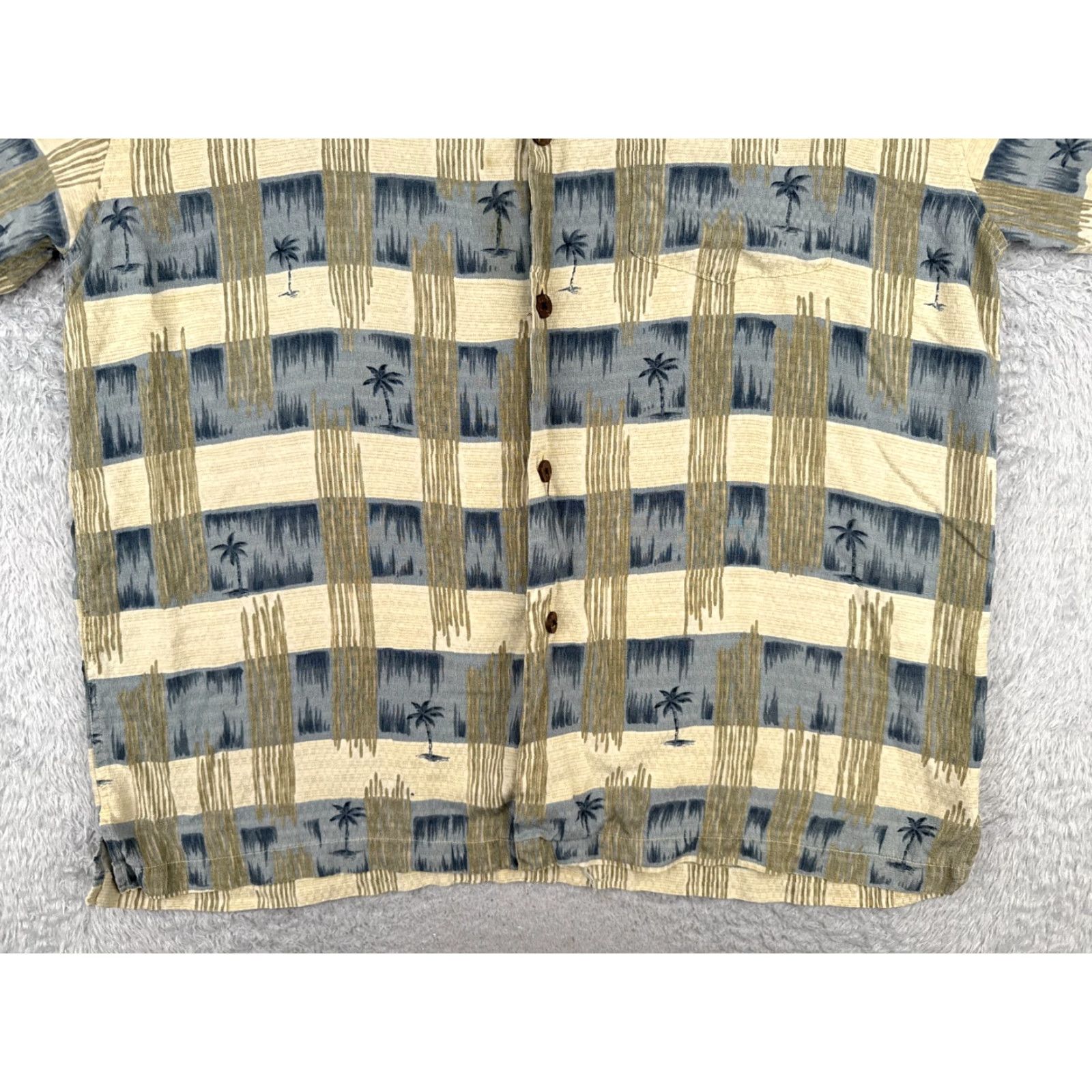 Vintage VINTAGE Bamboo Cay Shirt Adult XL Blue Ivory Stripe Palm Silk Hawaiian READ Size US XL / EU 56 / 4 - 5 Thumbnail