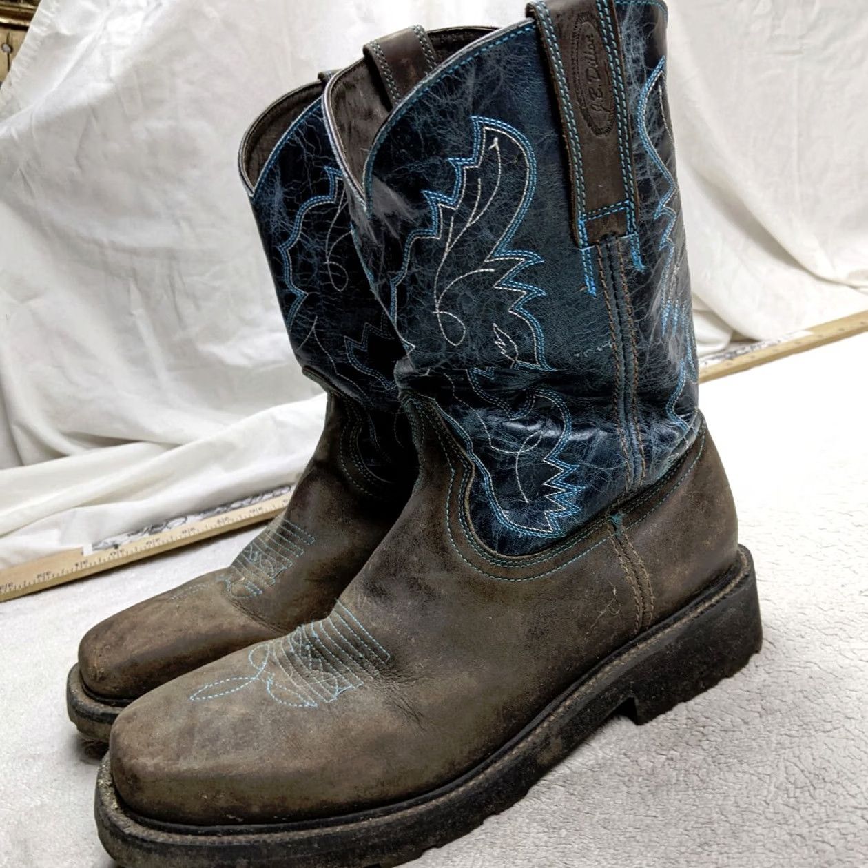 Vintage J.B. Dillon Mens Boots Western Cowboy Leather Brown 10.5 D JBR1115 Size US 11 / EU 44 - 2 Thumbnail