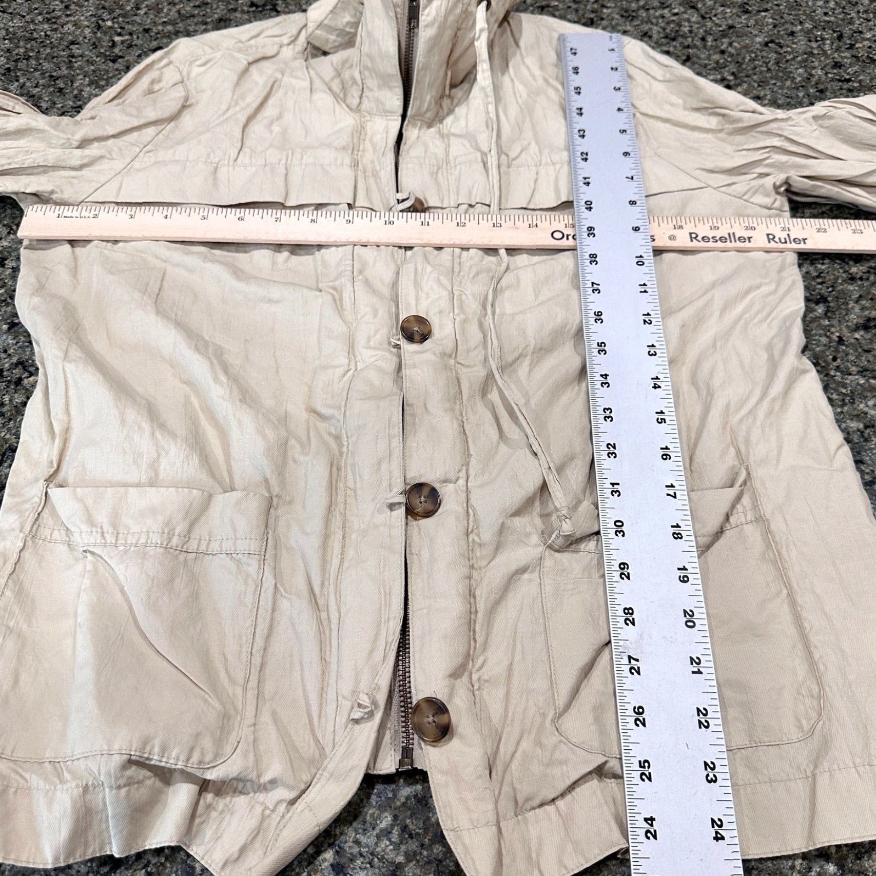 Coldwater Creek Coldwater Creek Jacket Women 16 Beige Full Zip Button Pocket Cotton Blend Solid Basic Jacket Womens Size XXL / US 16-18 / IT 52-54 - 4 Thumbnail