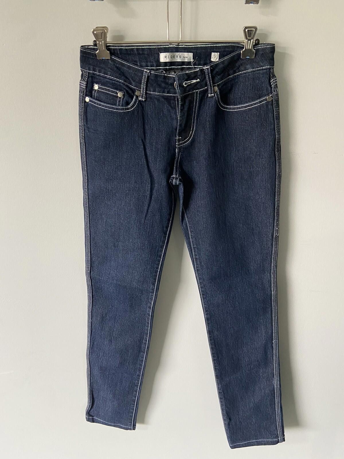 Designer Lee Riders Dark Blue Denim Jeans Low Rise Y2K Skinny Size 9 Size 28" / US 6 / IT 42 - 1 Thumbnail