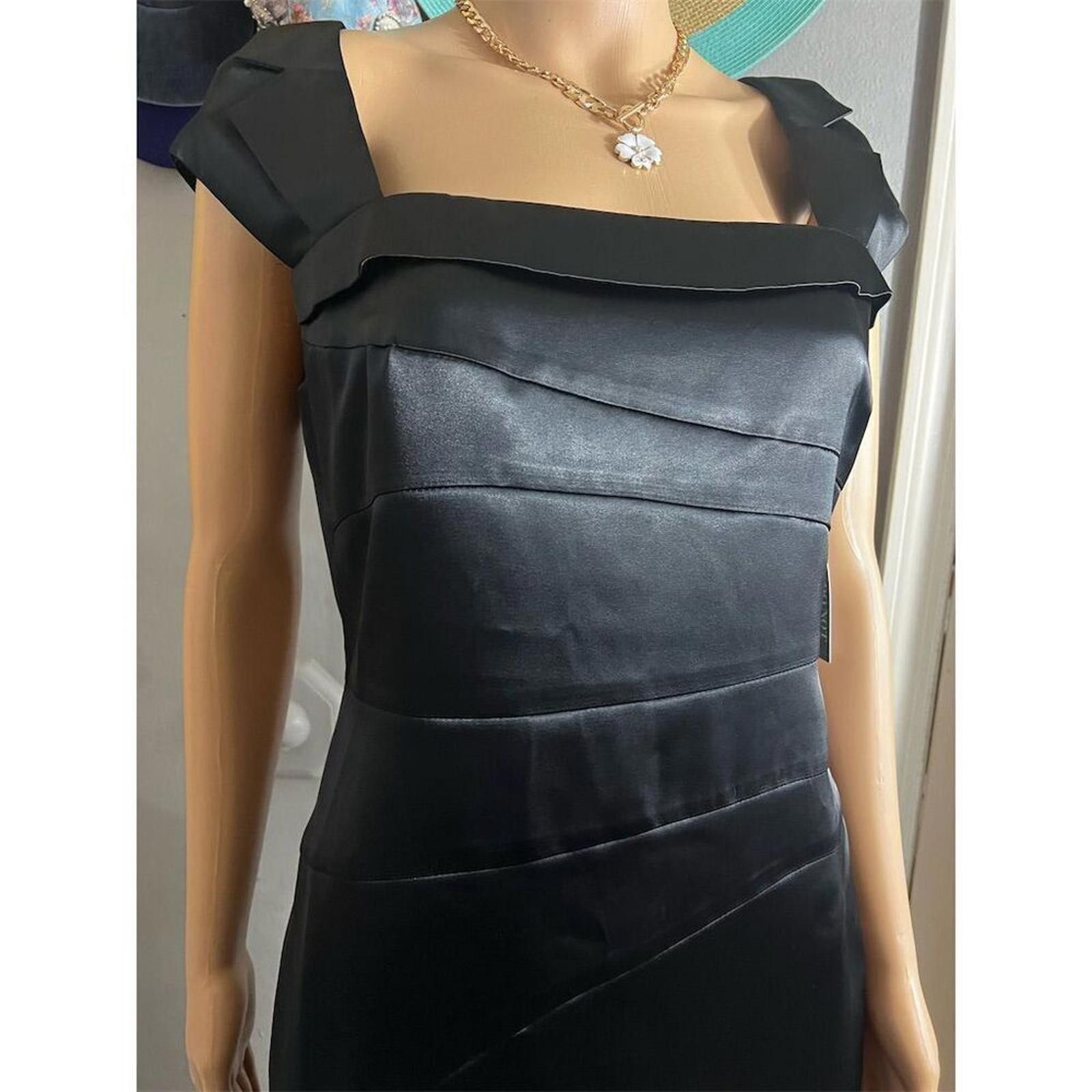 Other New York & Company Black Satin Sheath Dress 6 Knee Length Size M / US 6-8 / IT 42-44 - 6 Thumbnail