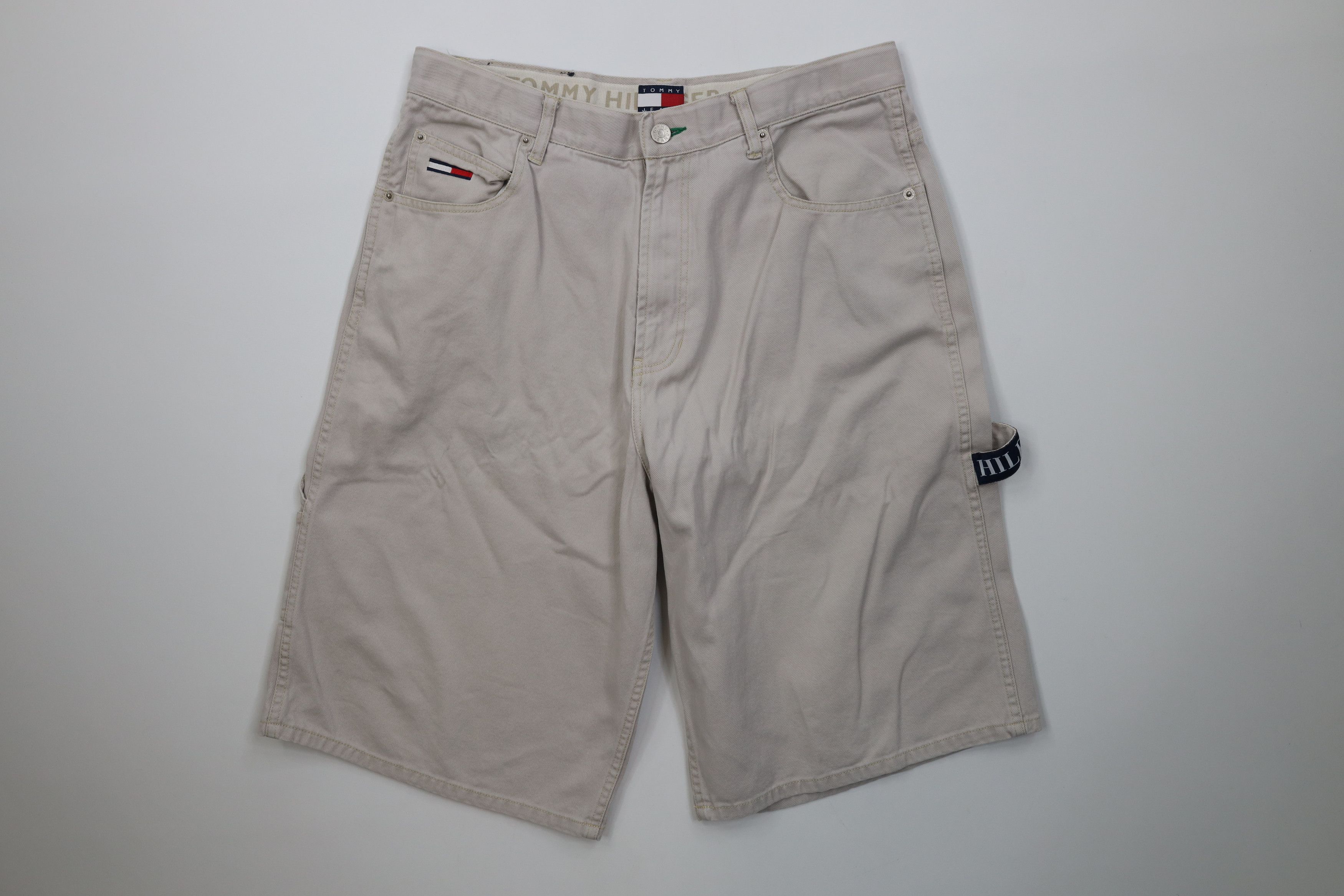 Tommy Hilfiger Vintage 90s Tommy Hilfiger Baggy Dungaree Denim Shorts Gray Size US 32 / EU 48 - 1 Thumbnail
