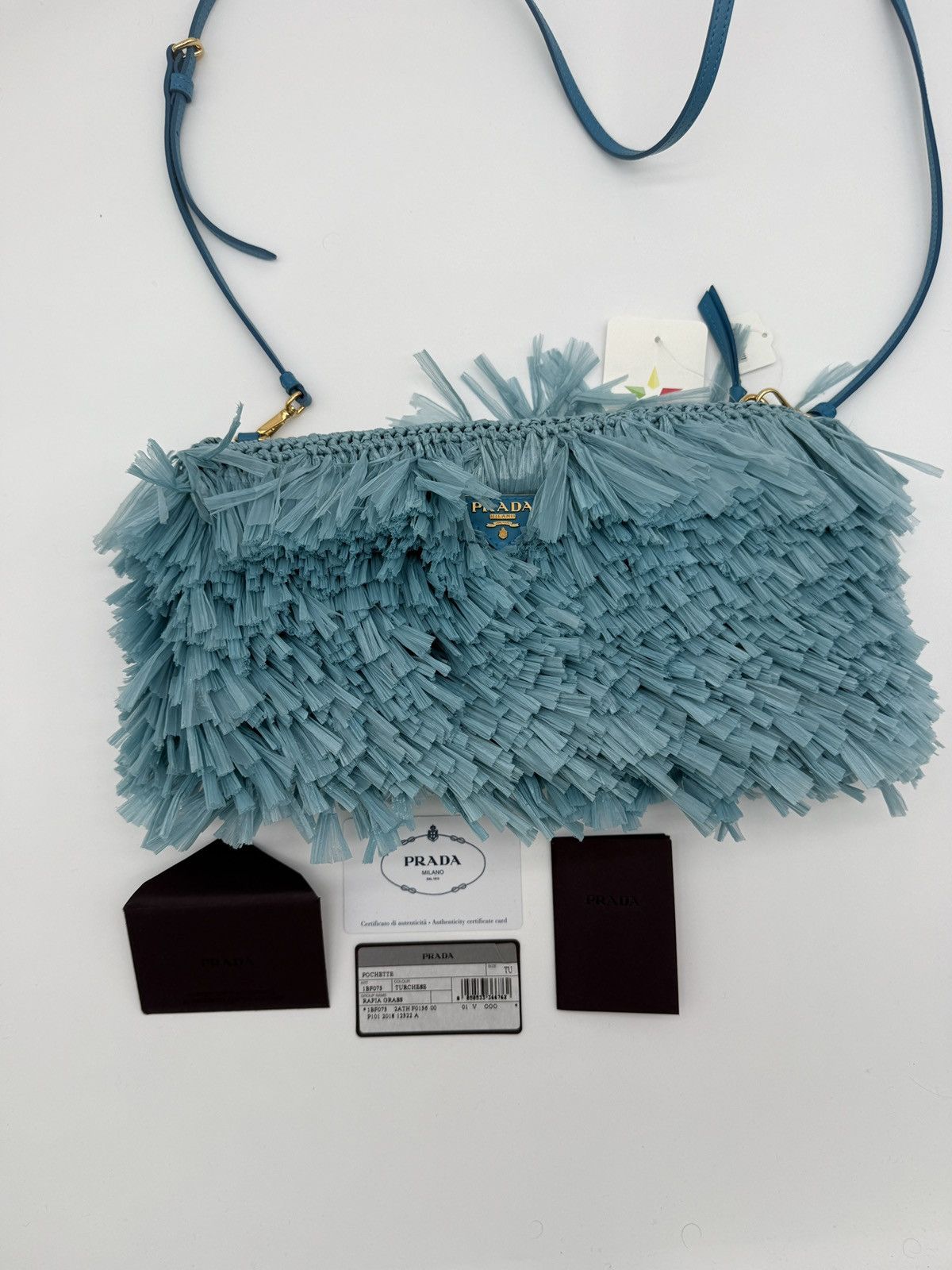 Prada Prada Blue Fringed Clutch Bag Size ONE SIZE - 12 Thumbnail