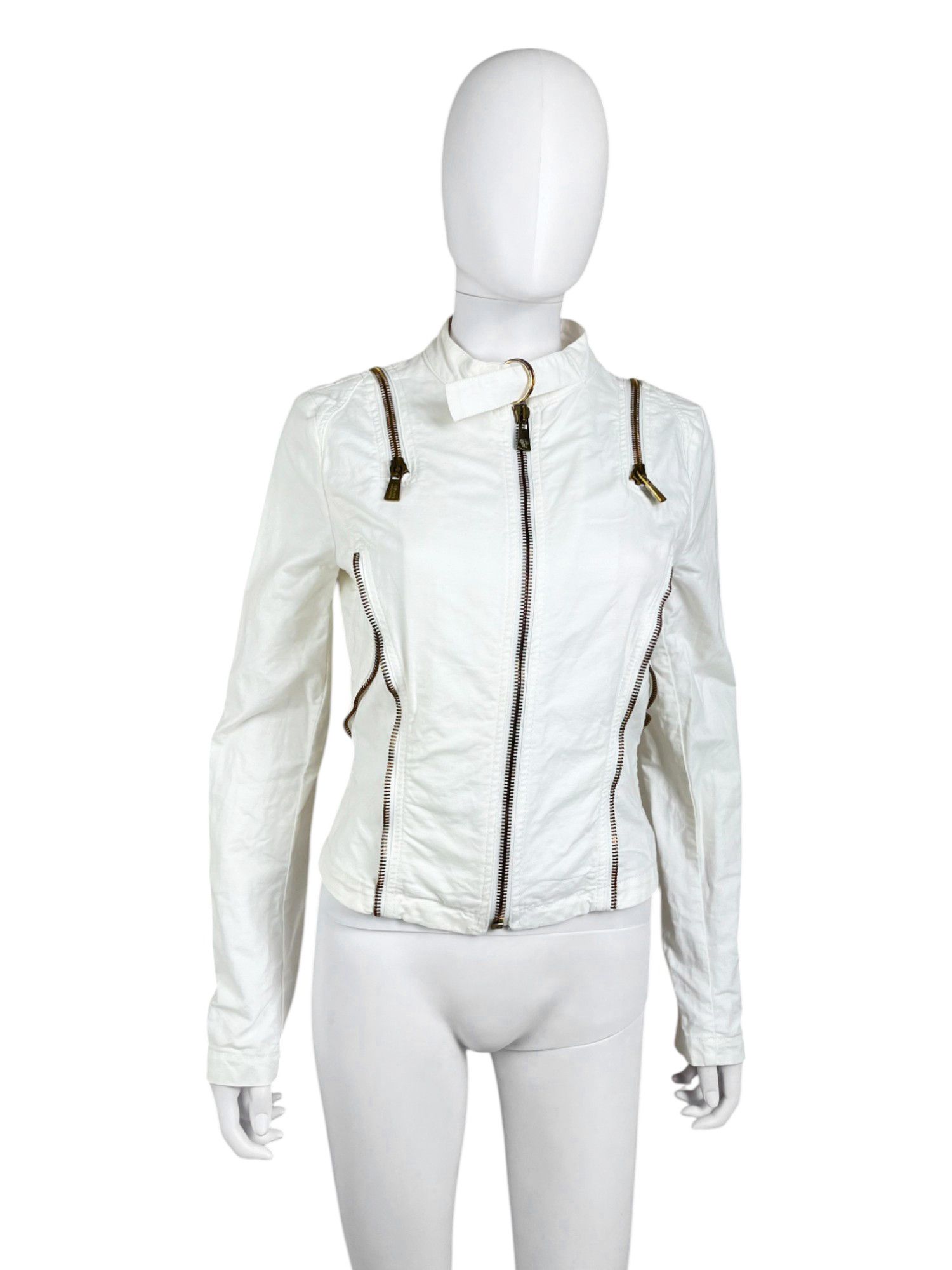 Versace by Donatella S/S 2005 Multizip White Cotton Jacket Size S / US 4 / IT 40 - 1 Thumbnail