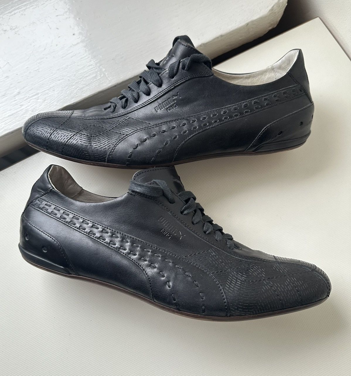 Neil Barrett × Puma Puma King Re-luxe (2007) black label 96 Hours leather shoes Size US 10 / EU 43 - 1 Thumbnail