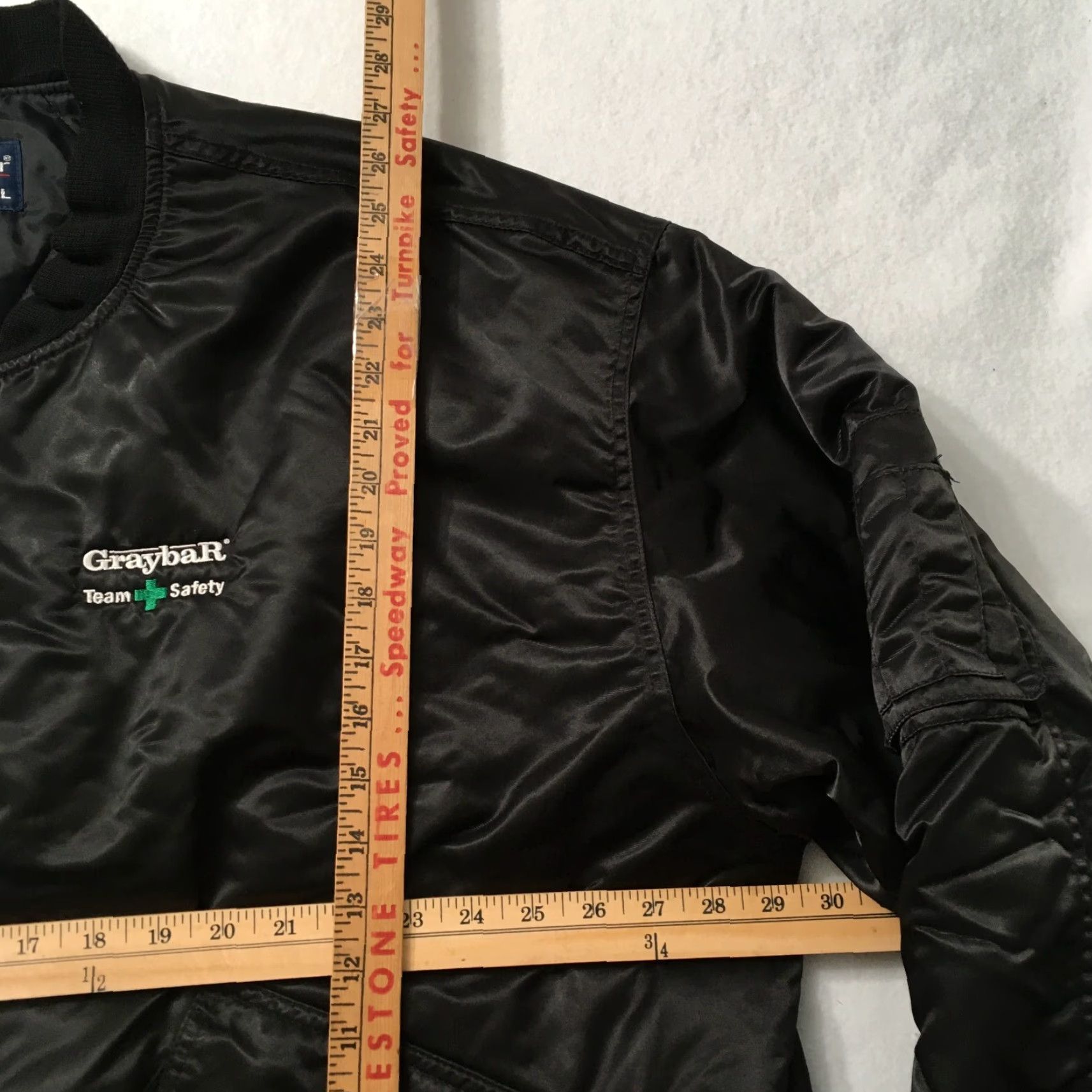 Vintage VINTAGE Swingster Bomber Jacket - 2XL Satin Nylon Black - Graybar Team Safety Police Security Embroidered Logo 80s 90s Mens Size US XXL / EU 58 / 5 - 6 Thumbnail