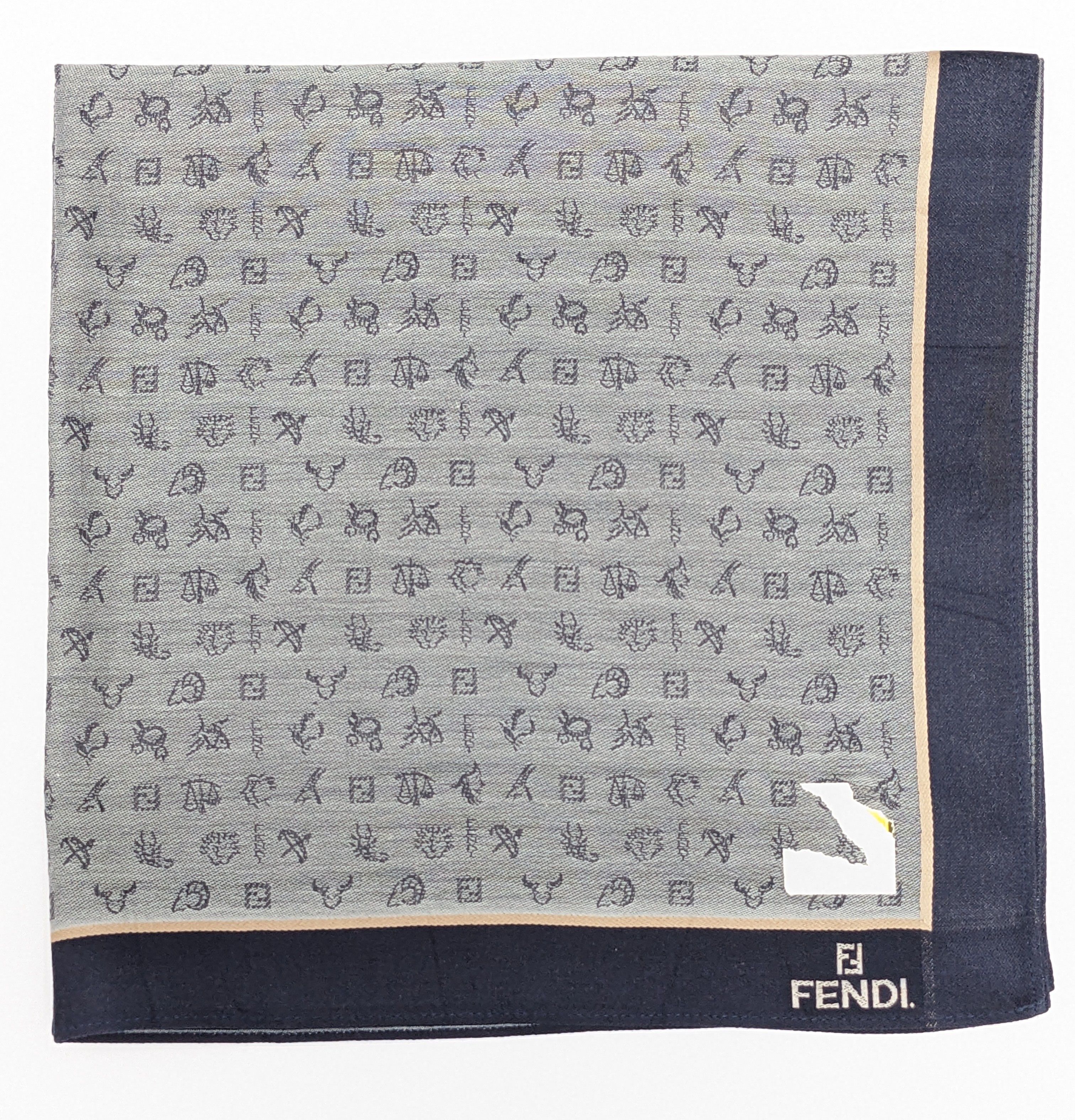 Fendi Vintage FENDI Navy Grey Zodiac Astrology Monogram Size ONE SIZE - 1 Thumbnail