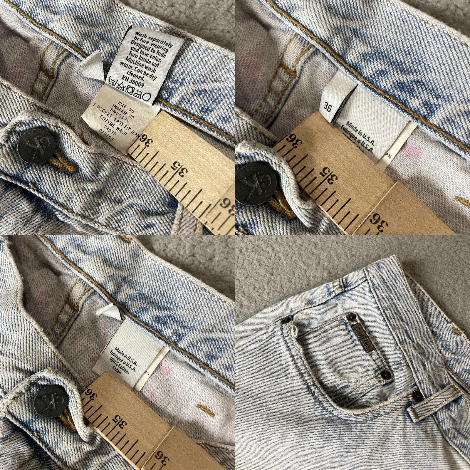 Calvin Klein VINTAGE Calvin Klein Jeans Men 36 Easy Fit USA Made Distressed 5 Pocket Straight Size US 36 / EU 52 - 11 Thumbnail
