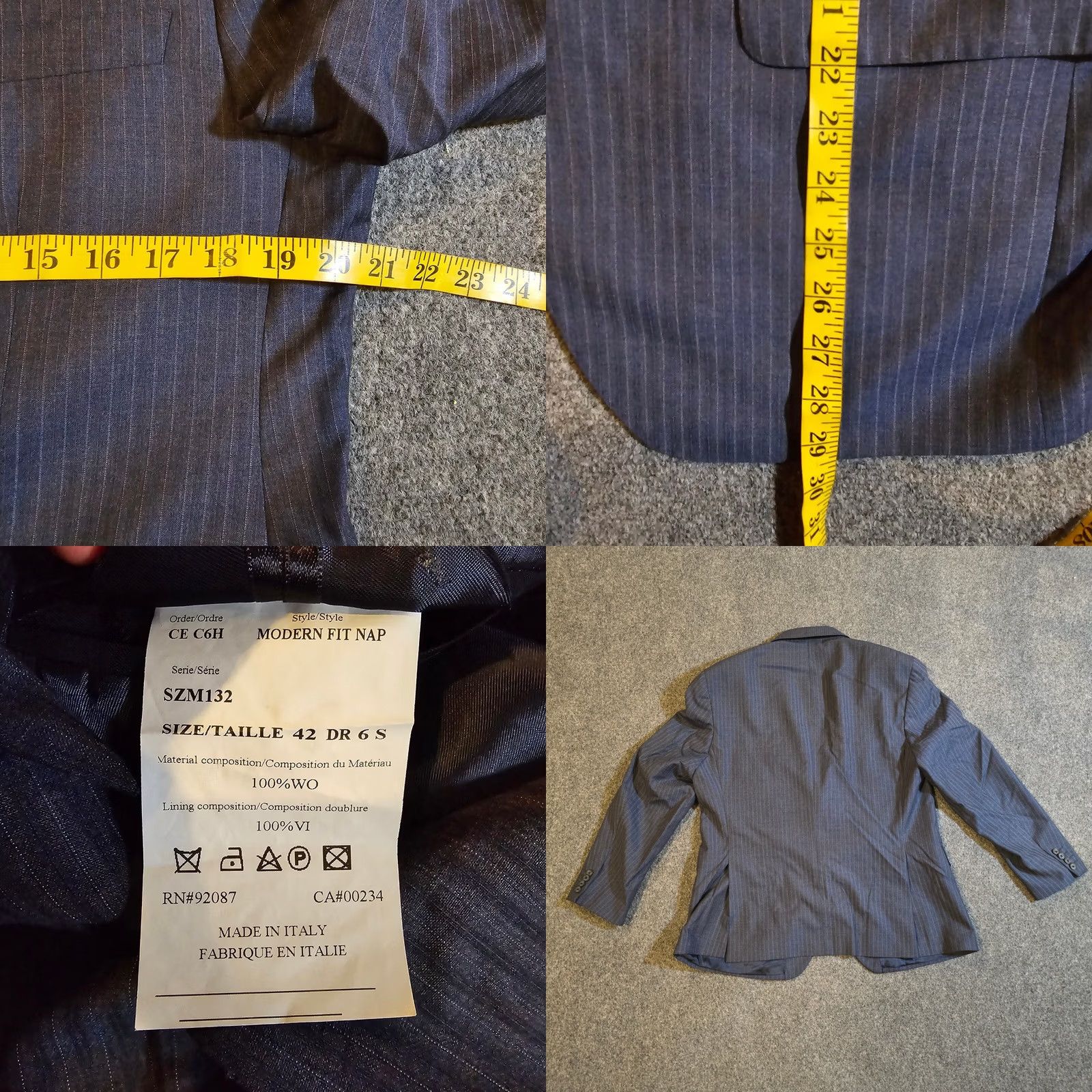 Saks Fifth Avenue Saks Fifth Avenue Jacket Blazer Mens 42R Blue Pinstripe Wool Stretch Two Button Career Size 42R - 8 Thumbnail