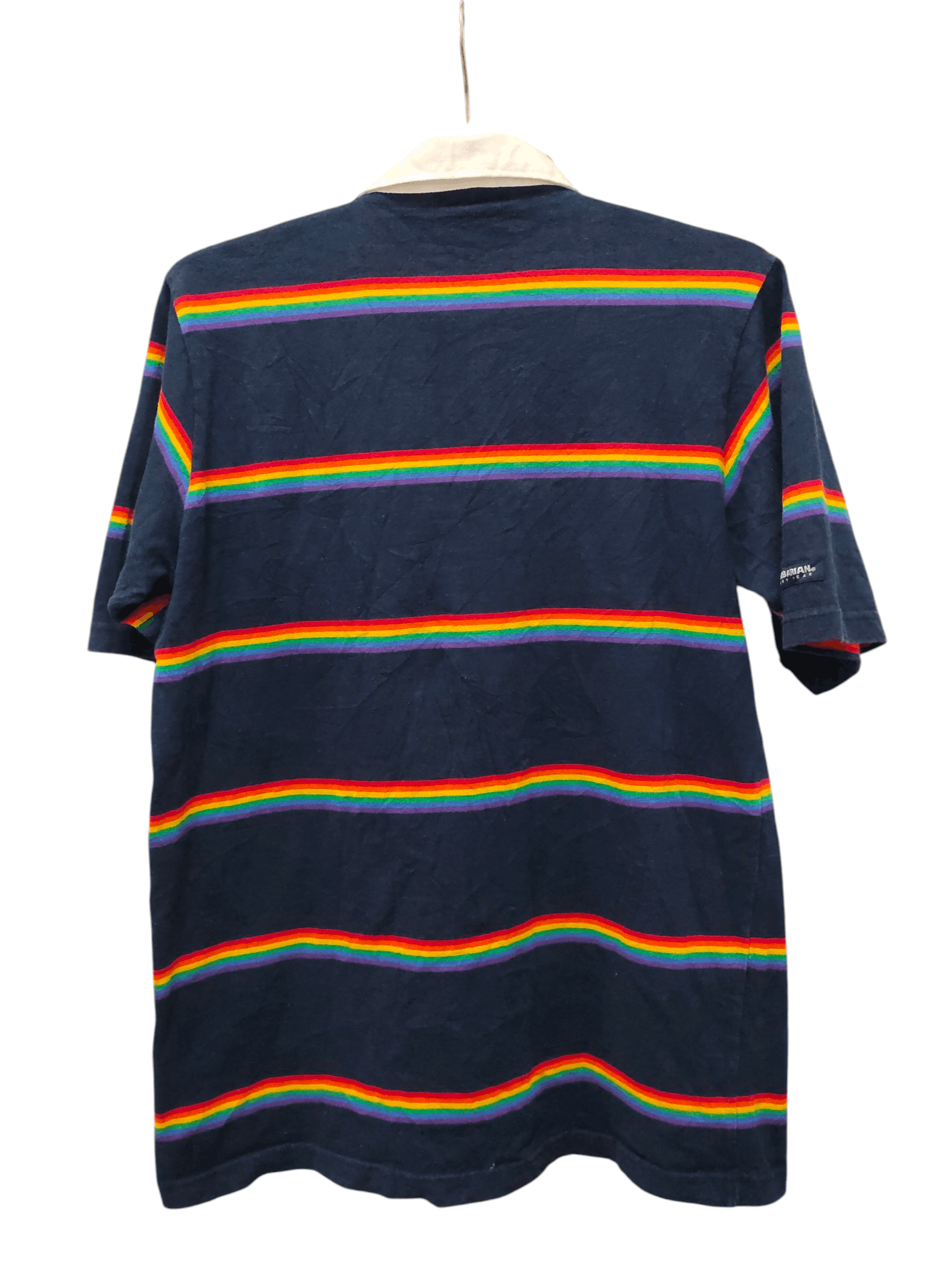 Barbarian Vtg BARBARIAN Canada 12oz Rainbow Stripe Rugby T Size US XL / EU 56 / 4 - 4 Thumbnail