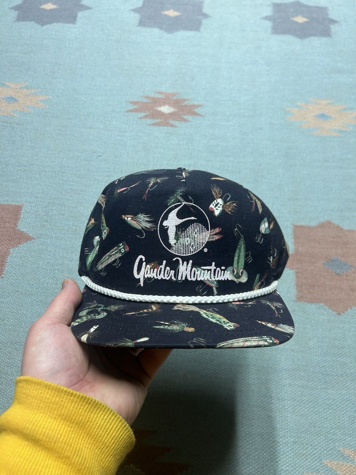 Vintage Vtg 90s SnapBack hat gander mountain fishing all over USA Size ONE SIZE - 2 Thumbnail