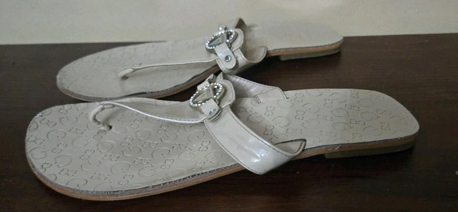 Other Guess T-Strap Thong Sandals Flip Flops Flats Beige Cream Tan Size US 7 / IT 37 - 4 Thumbnail