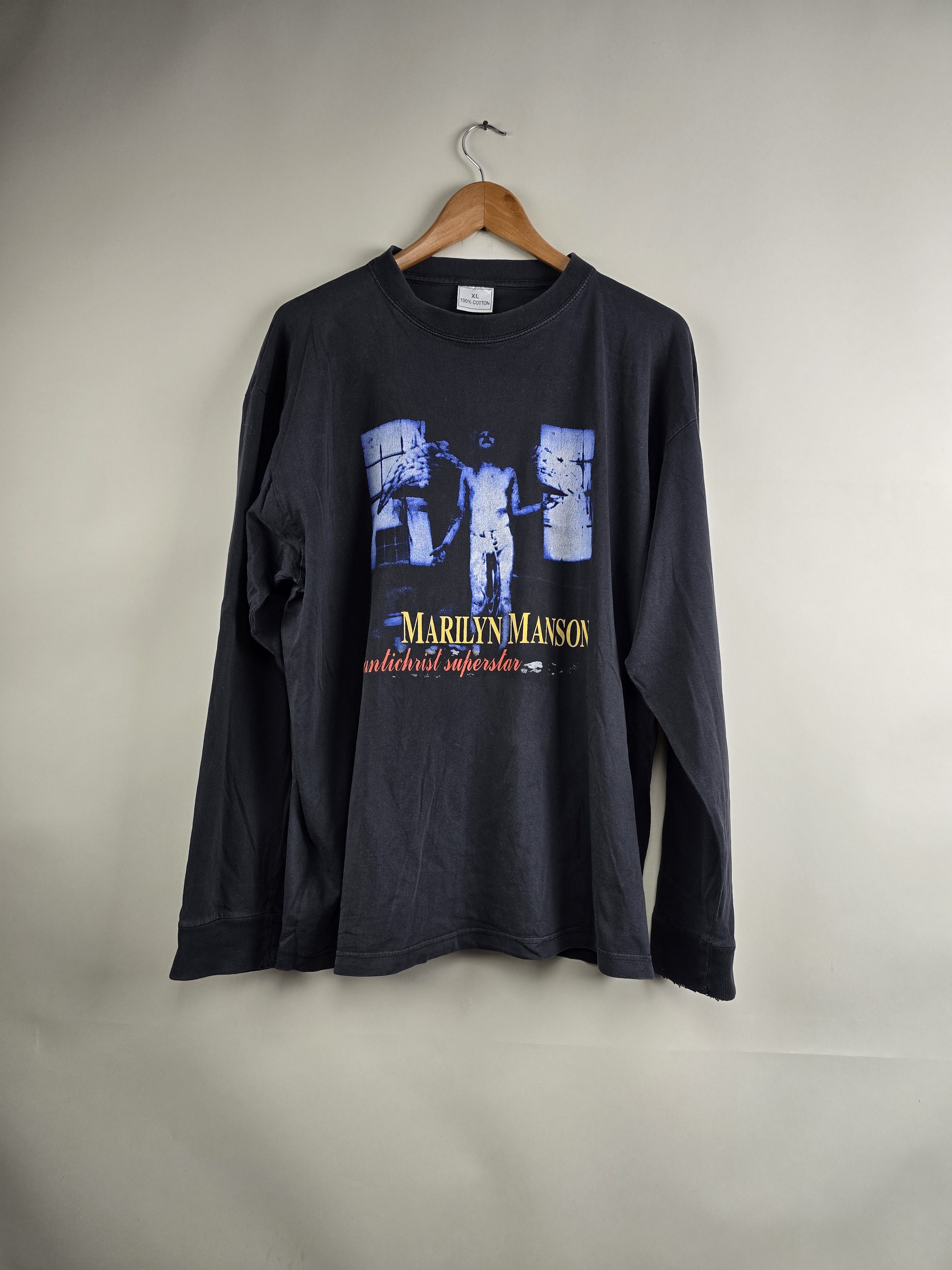 image of Band Tees x Marilyn Manson 90's Marilyn Manson Antichrist Superstar Long-Sleeve XL in Black, Men's