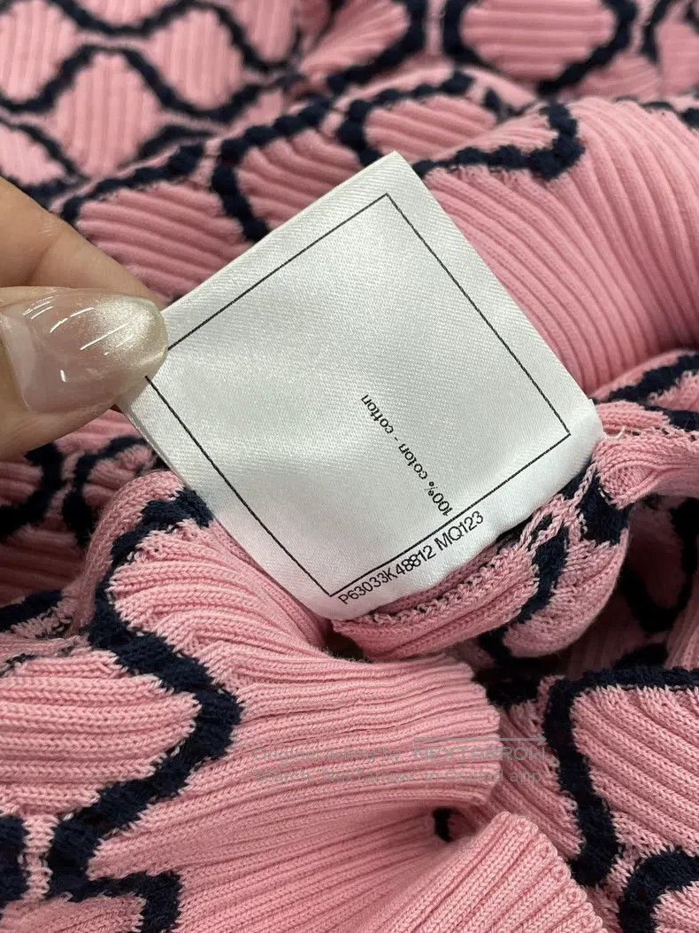 Chanel Chanel Pink diamond plaid logo double C knitted short slee Size XXS / US 00 / IT 34 - 6 Thumbnail