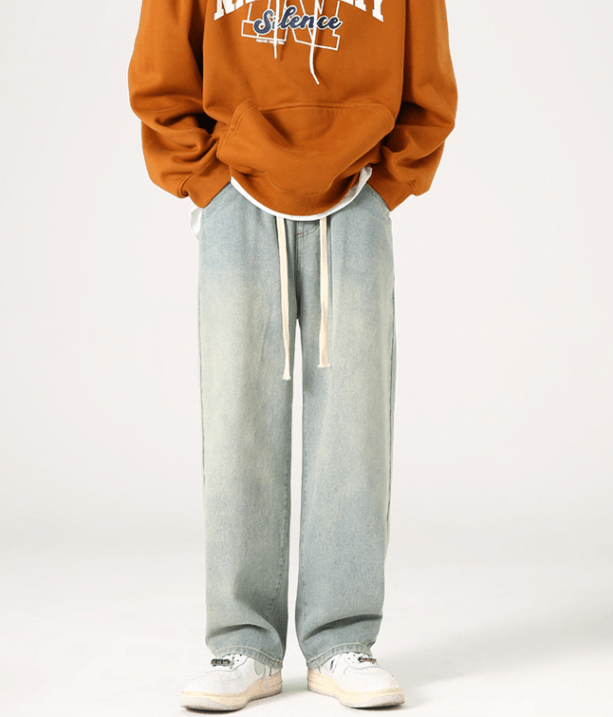 Japanese Brand × Jean Washed distressed wide-leg casual drawstring baggy jeans Size US 32 / EU 48 - 1 Thumbnail