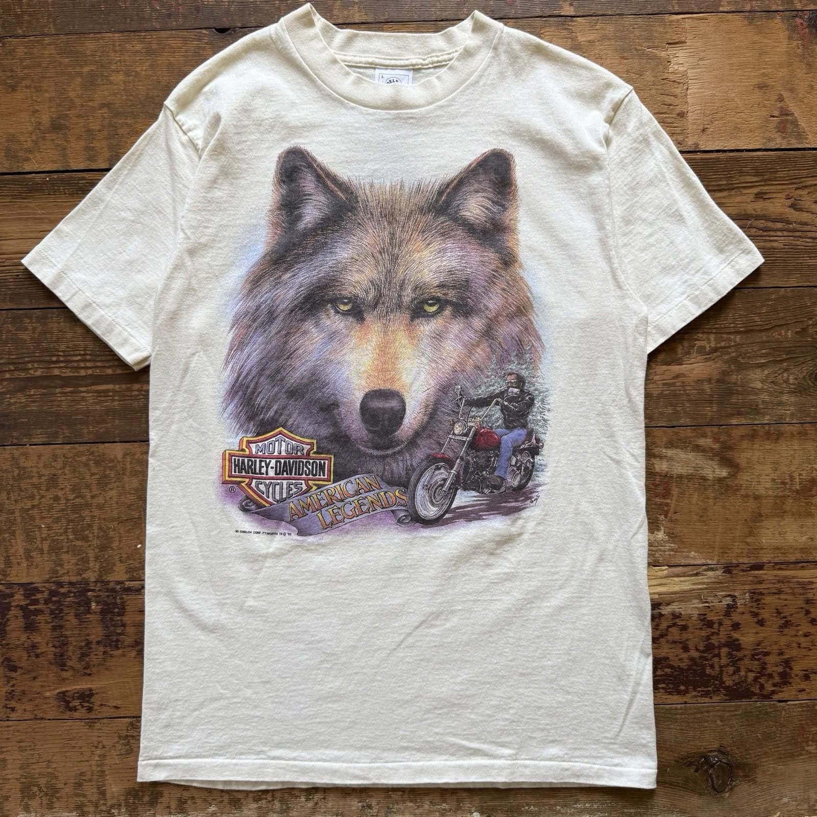 Harley Davidson 1992 Vintage 3D Emblem Harley Davidson wolf shirt Large Size US L / EU 52-54 / 3 - 1 Thumbnail