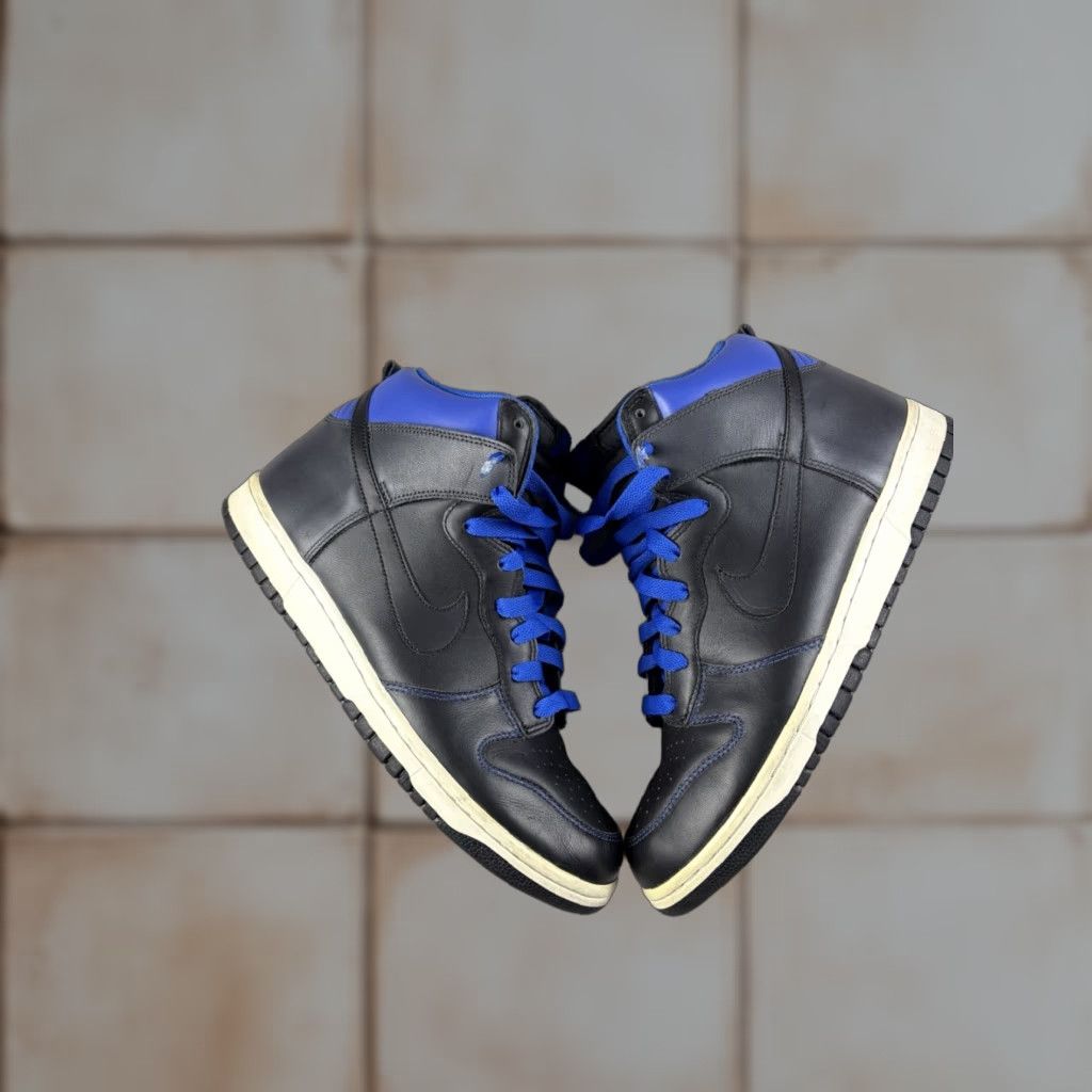 Nike Nike Dunk High Black Blue Sneakers 2008 Men US 12 Leather Rubber High Top 317982-003 Size US 12 / EU 45 - 1 Thumbnail