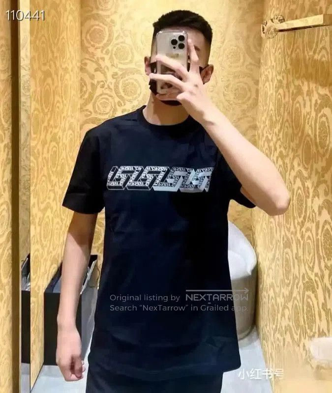 Versace Black Men's T-Shirt with Graphic Logo .