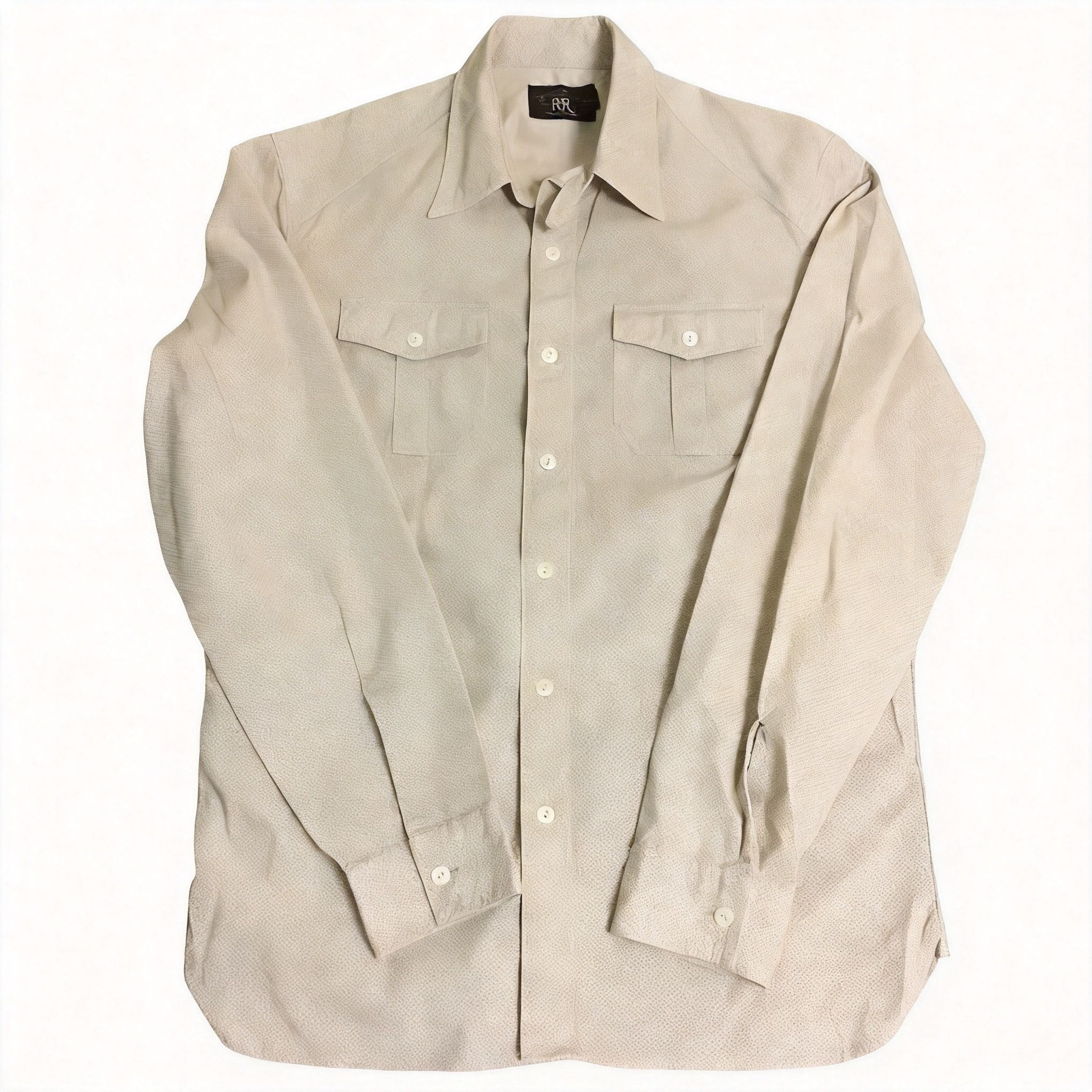 RRL Ralph Lauren indigo calico discharge print button down shirt