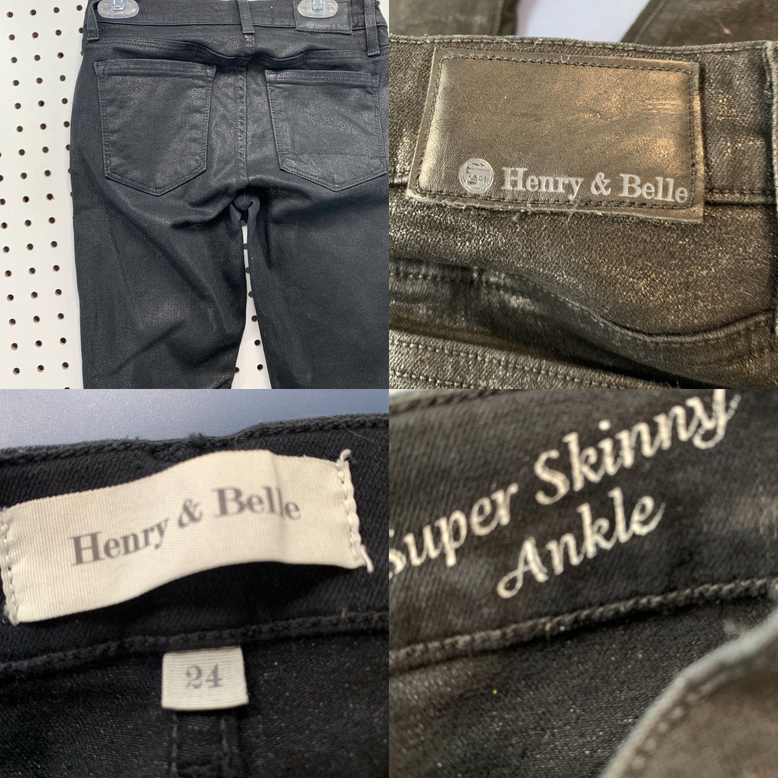 Denime VINTAGE Henry & Belle Black Denim Jeans Super Skinny Ankle Shiny Womens Size 24 22x28.5 Size 42" / US 20 - 9 Thumbnail