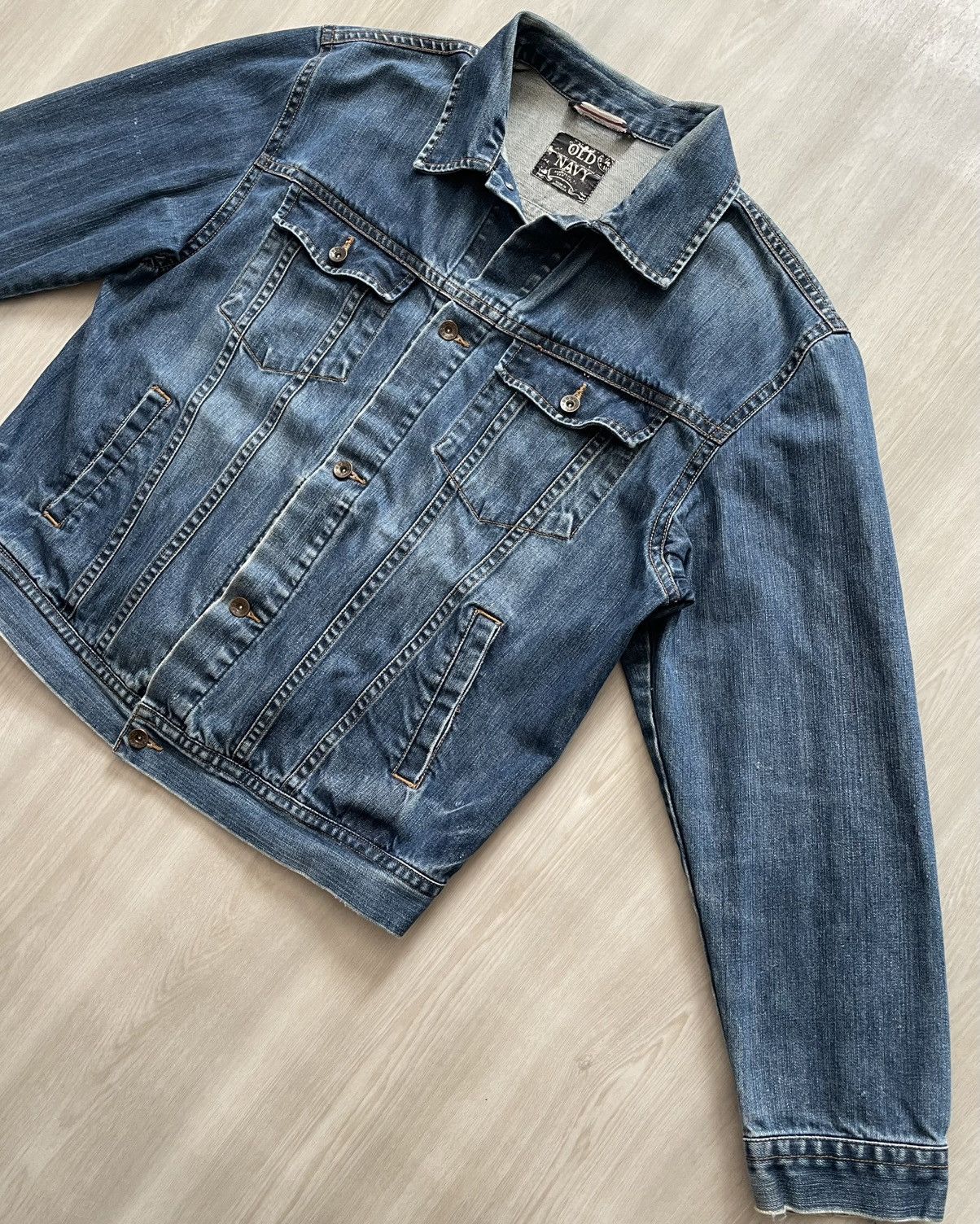 Old Navy VTG Y2K 07 Old Navy Denim Jacket Sz 2XL Trucker Distressed Size US XXL / EU 58 / 5 - 2 Thumbnail