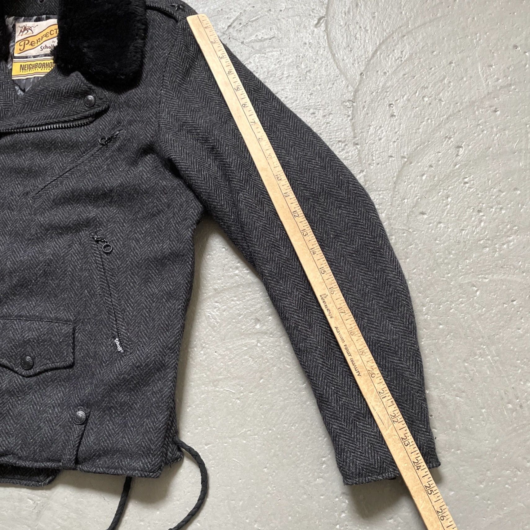 Neighborhood VINTAGE Neighborhood x Schott Perfecto Wool Motorcycle Jacket NBHD Made In Japan 38 Size US XXS / EU 40 - 7 Thumbnail
