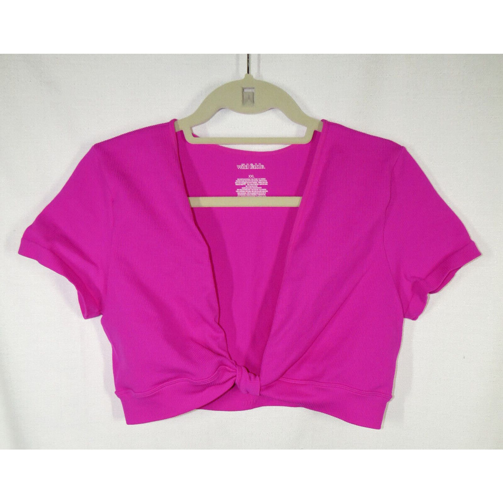 Other Wild Fable Fuchsia Ribbed Deep V Neck Cropped Fitted Top XXL Size XXL / US 16-18 / IT 52-54 - 1 Thumbnail