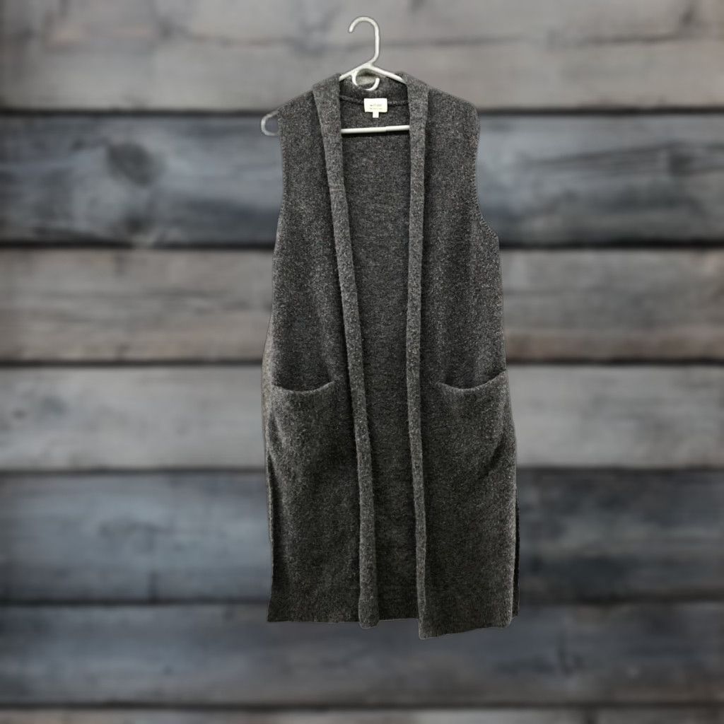 Vintage VINTAGE Wilfred Sleeveless Longline Cardigan Womens S Open Front Gray Duster Wool Blend Size S / US 4 / IT 40 - 1 Thumbnail