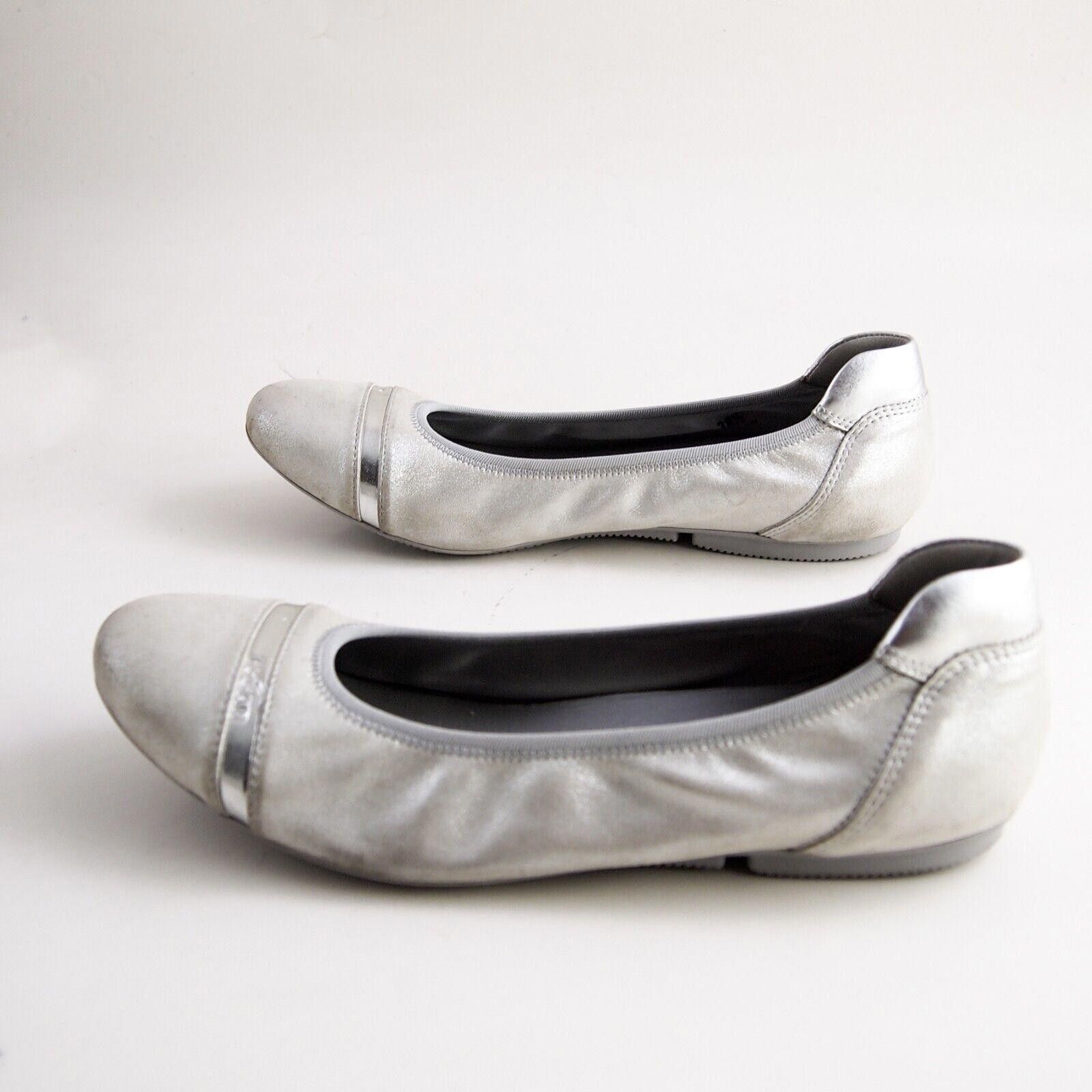 Hogan Hogan Ballet Flats Silver Gray Leather Suede EU 38.5 US 8.5 Size US 8.5 / IT 38.5 - 3 Thumbnail