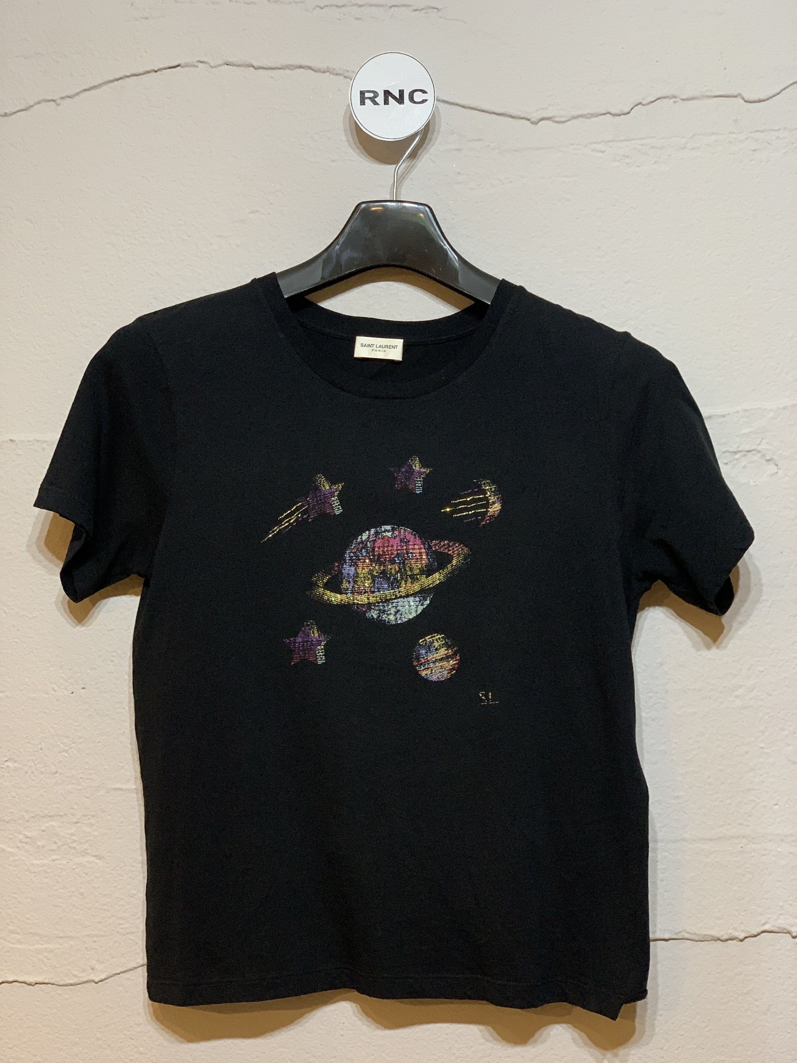 Yves Saint Laurent Black Universe T-Shirt Size S / US 4 / IT 40 - 1 Thumbnail