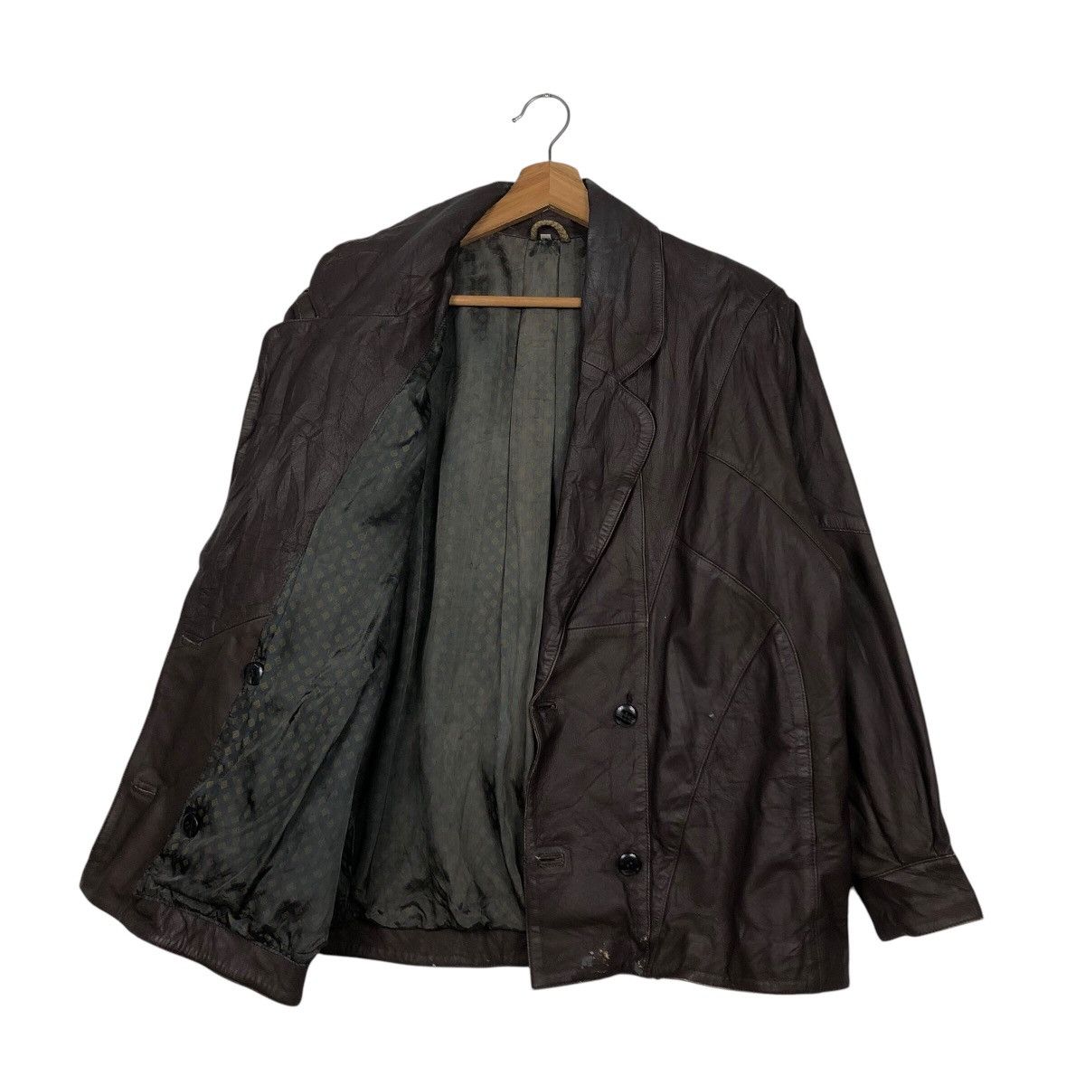 Japanese Brand 📌Vintage Leather Jacket Delta Double Breast Size US M / EU 48-50 / 2 - 12 Thumbnail