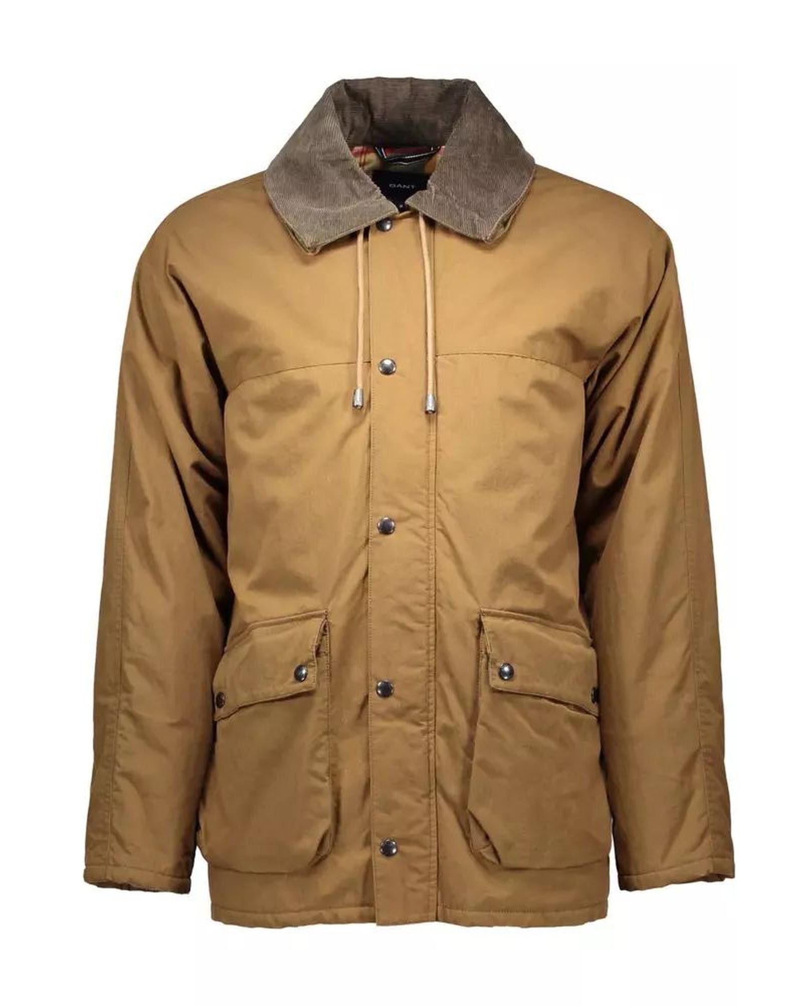 image of Gant Contrasting Collar Cotton Jacket in Brown, Men's (Size XL)