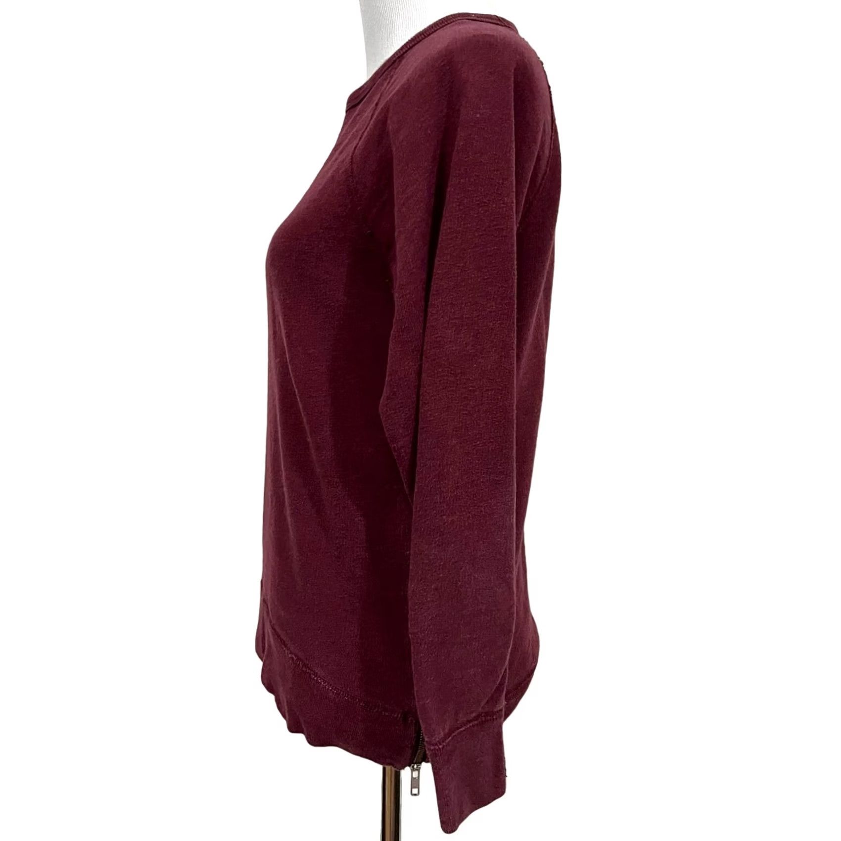 J.Crew J.CREW Women's Tunic Sweatshirt Side Zippers Burgundy Red Cotton Pullover XS Shirt Womens Regular 100% Cotton Zipper Tunic Red Burgundy XS Size XS / US 0-2 / IT 36-38 - 3 Thumbnail