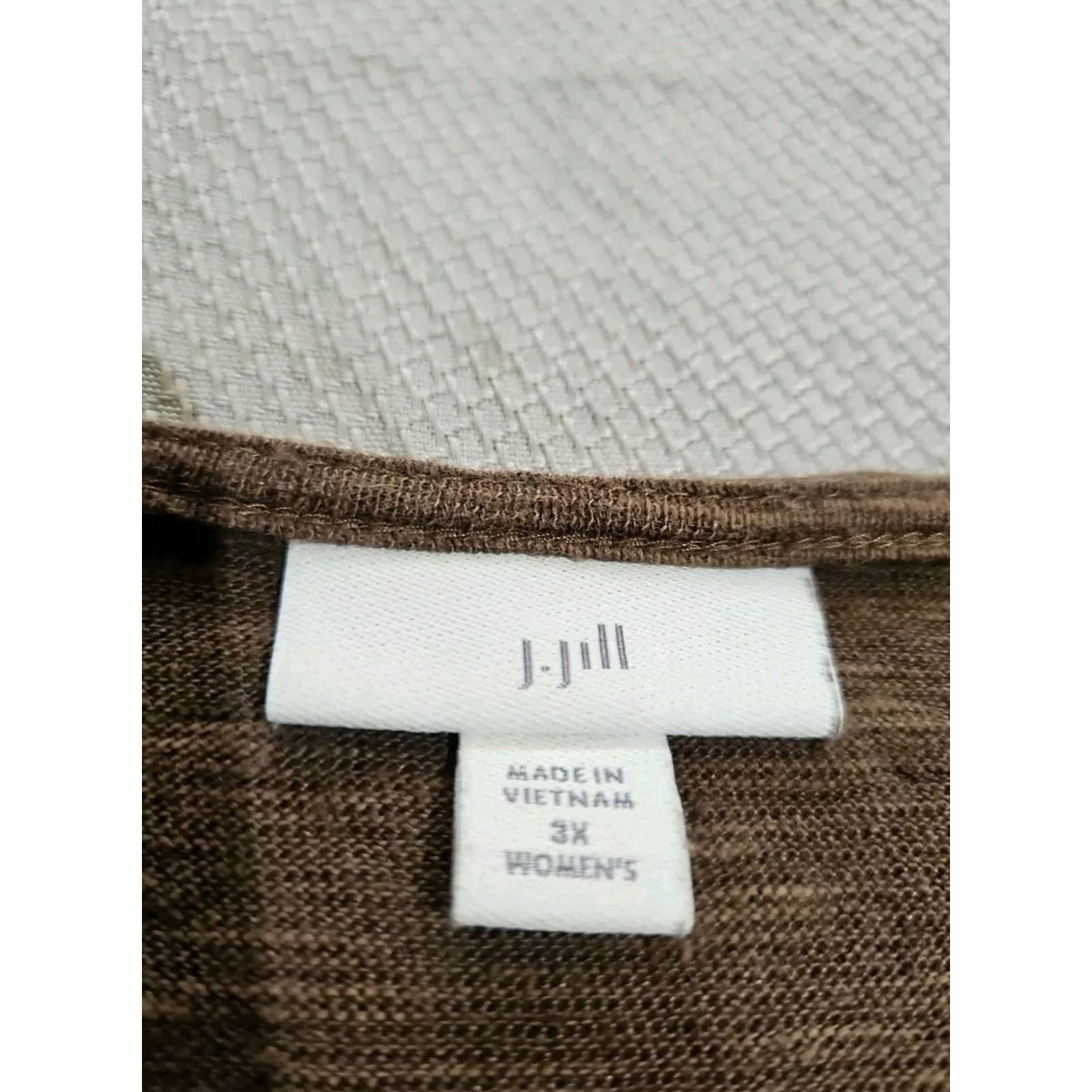 J. Jill VINTAGE J Jill Shirt Womens 3X Plus Brown Pullover Stretch Knit Linen Cotton Blend Top Size XXL / US 16-18 / IT 52-54 - 7 Thumbnail