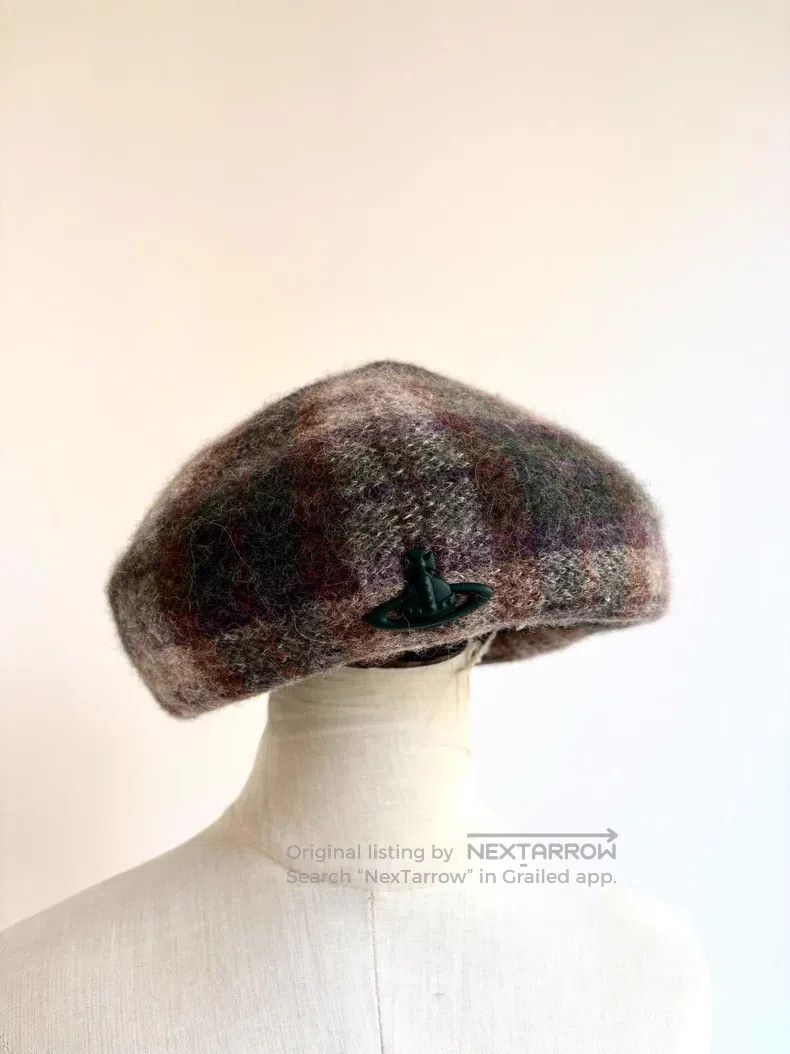 Vivienne Westwood Vivienne Westwood Beige and Brown Plaid Saturn Beret Size ONE SIZE - 1 Thumbnail