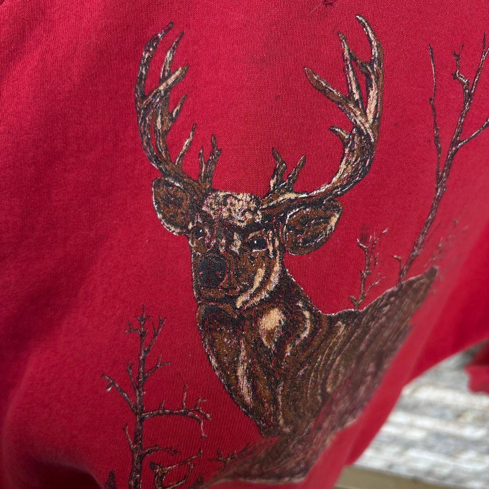 Tultex Vintage 80s wildlife deer sweatshirt Size US XL / EU 56 / 4 - 2 Thumbnail