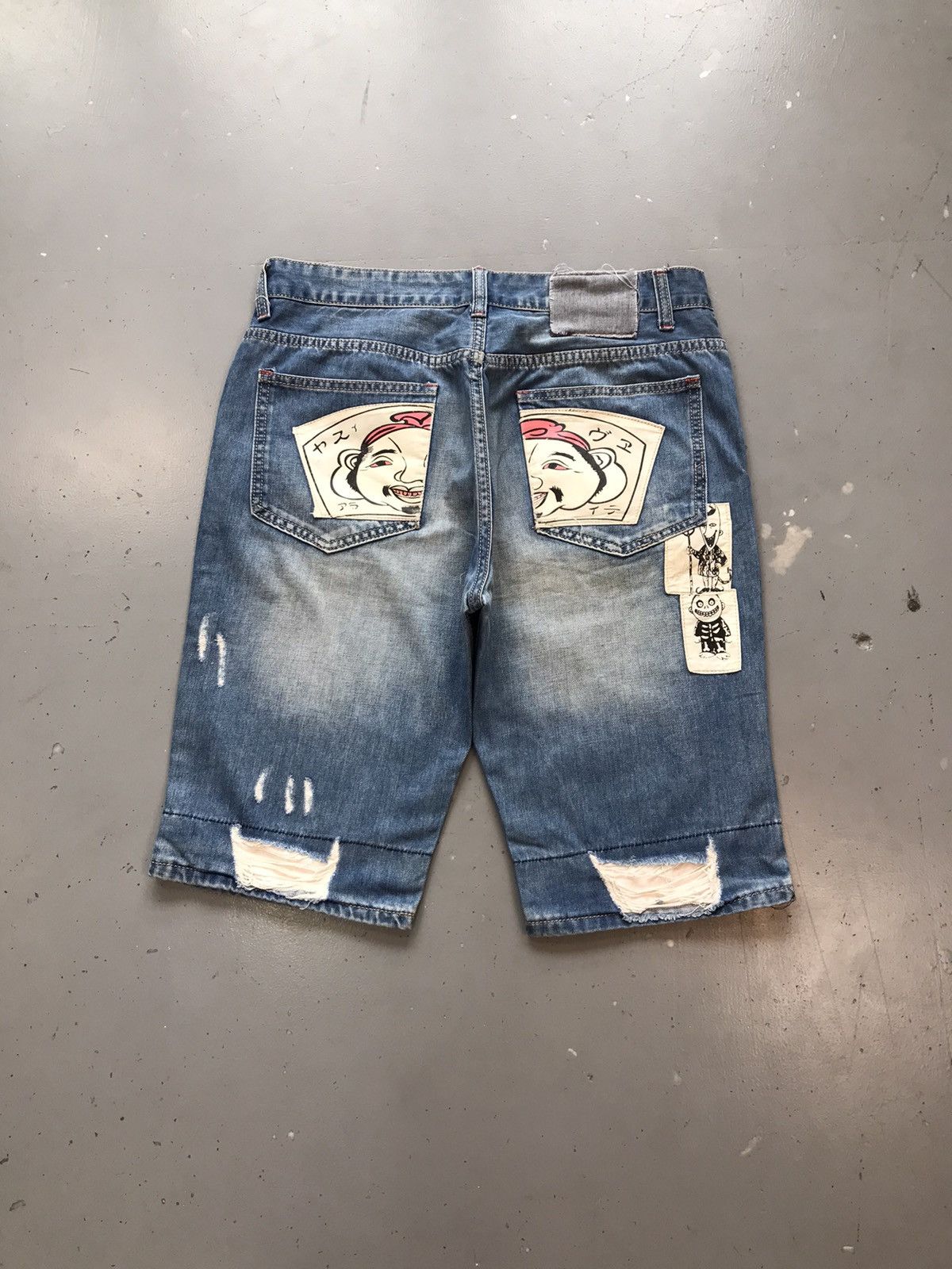Japanese Brand × Vintage Vintage Evisu inspired daromadoll patch work denim jort Size US 34 / EU 50 - 1 Thumbnail
